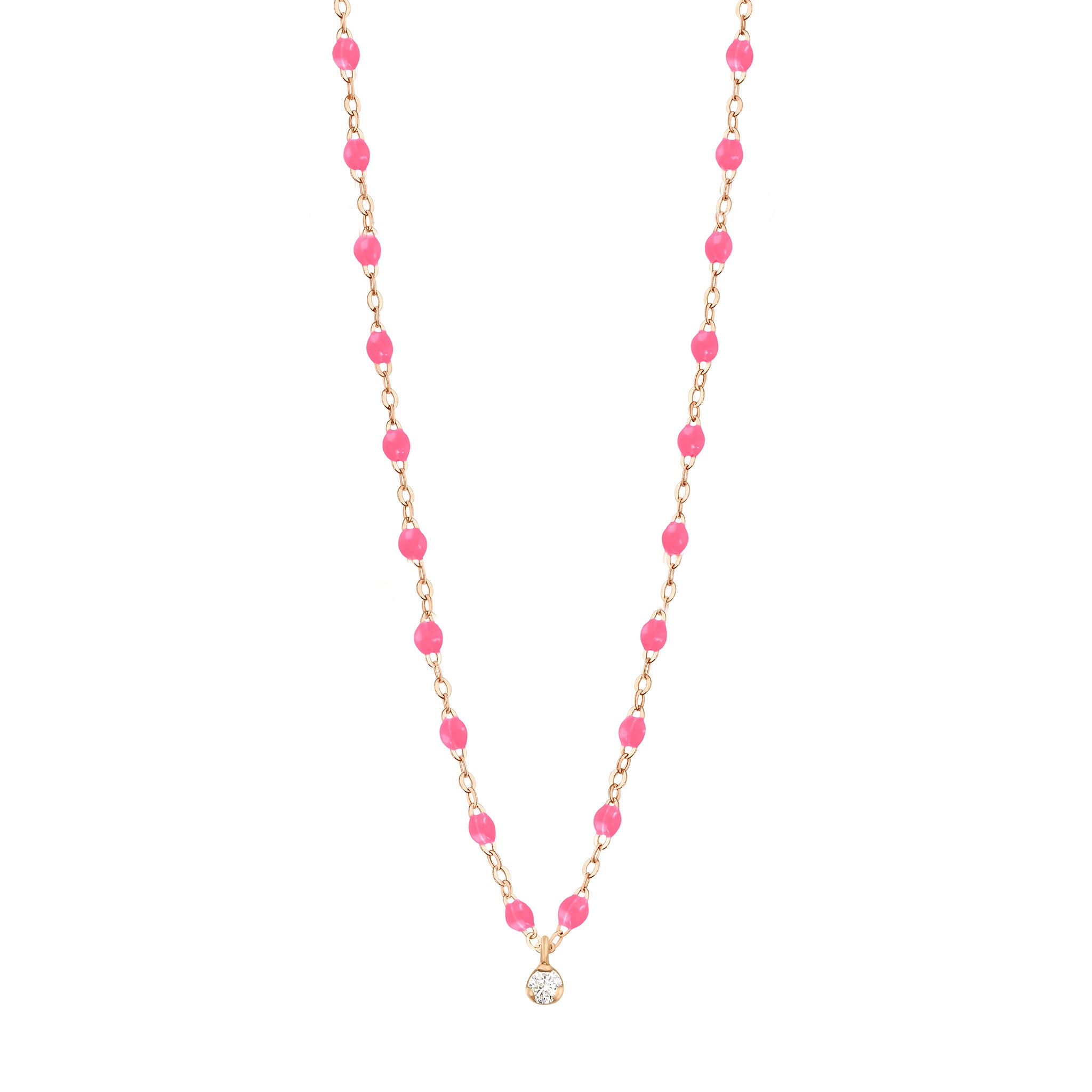 Collier rose fluo Gigi Suprême, or rose, 1 diamant, 42 cm gigi suprême Référence :  b1gs001r2942di -1