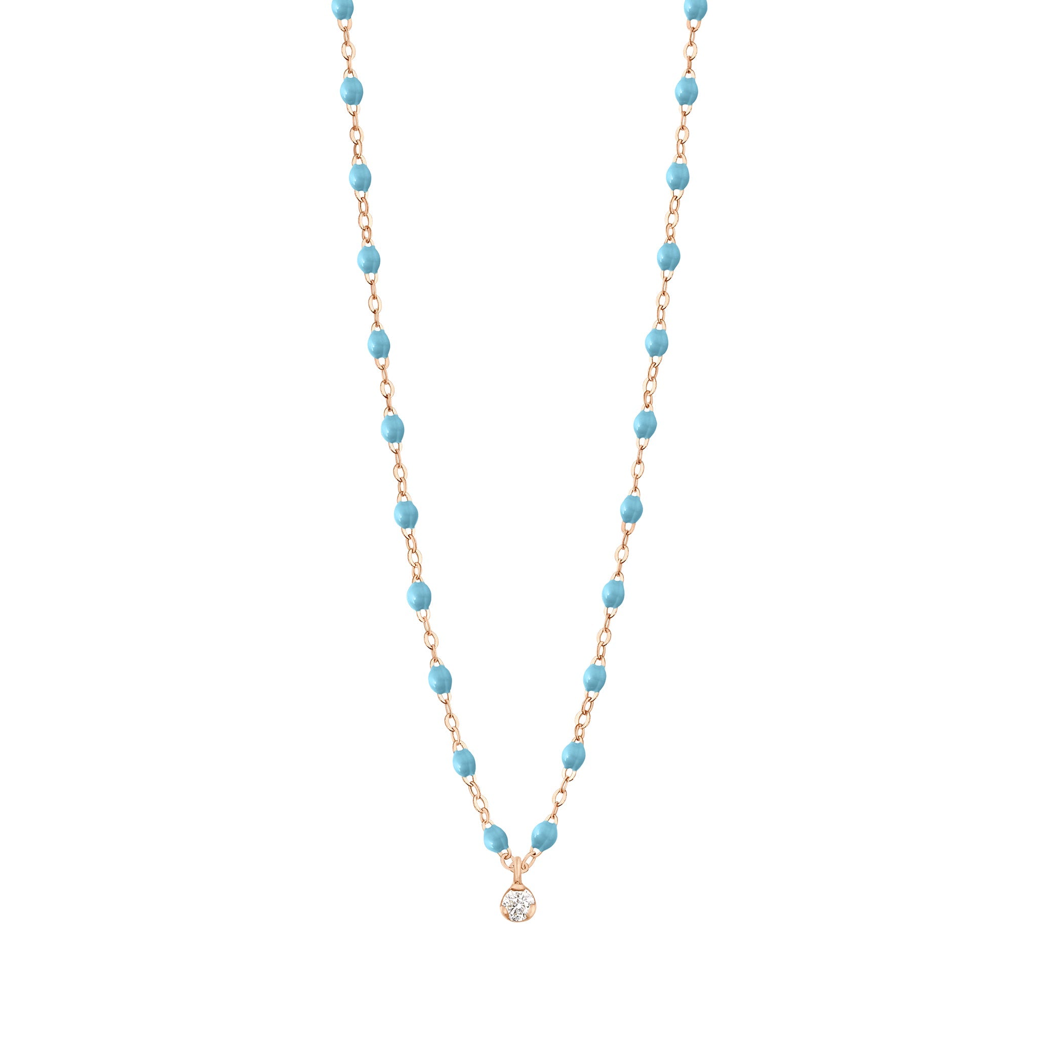 Collier turquoise Gigi Suprême, or rose, 1 diamant, 42 cm gigi suprême Référence :  b1gs001r3442di -1