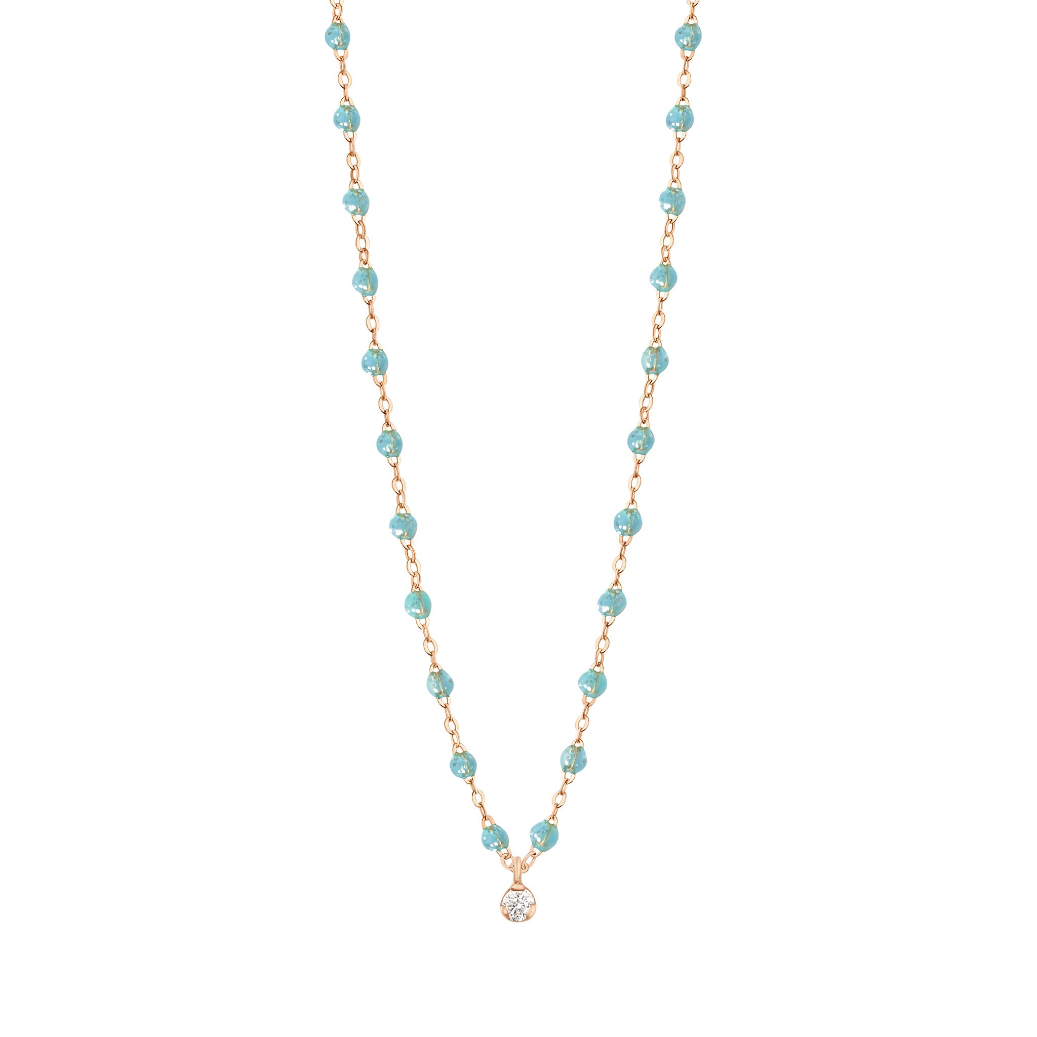 Collier aqua Gigi Suprême, or rose, 1 diamant, 42 cm