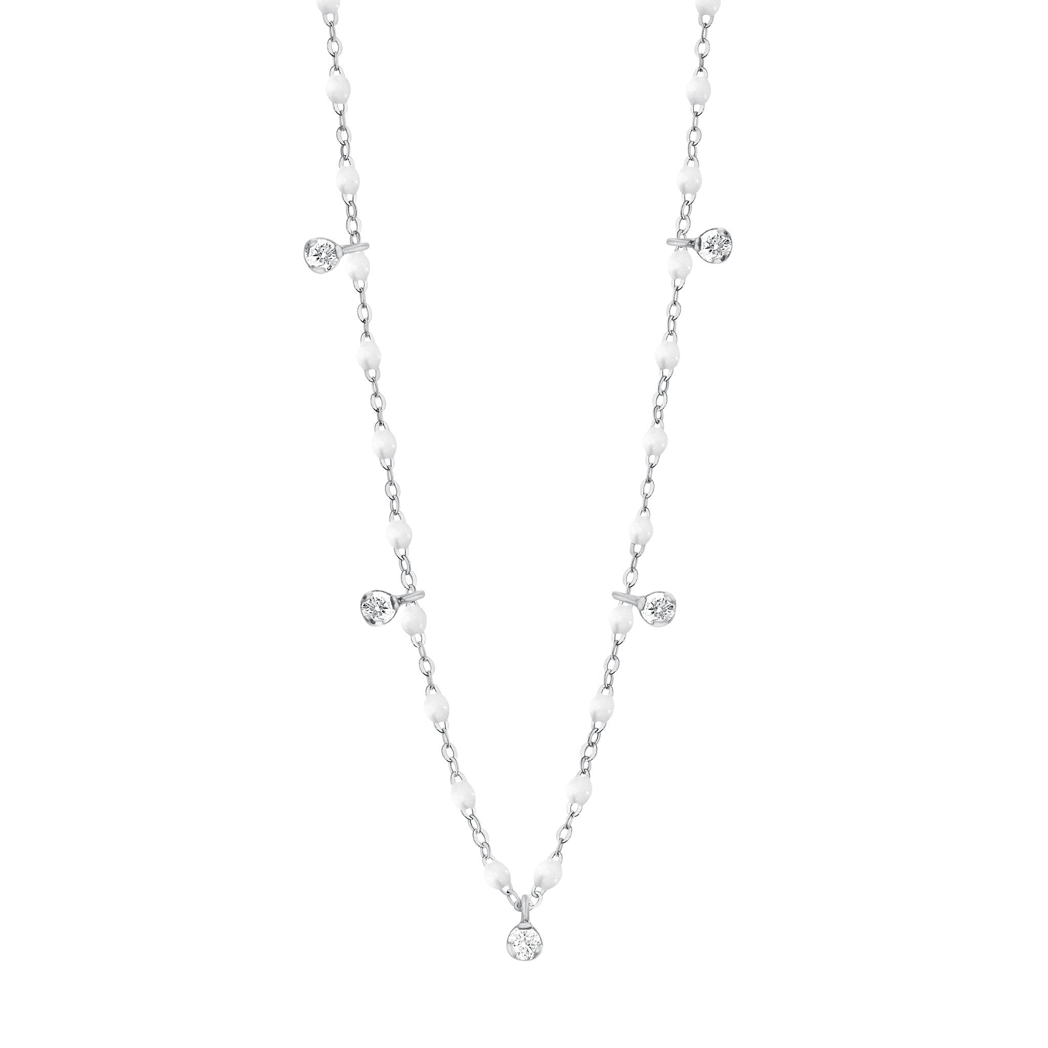 Collier blanc Gigi Suprême, or blanc, 5 diamants, 45 cm gigi suprême Référence :  b1gs005g0145di -1