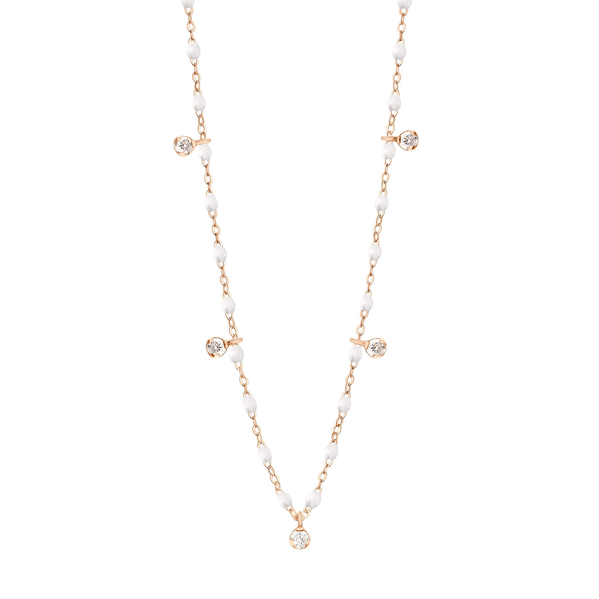 Collier blanc Gigi Suprême, or rose, 5 diamants, 45 cm gigi suprême Référence :  b1gs005r0145di -1
