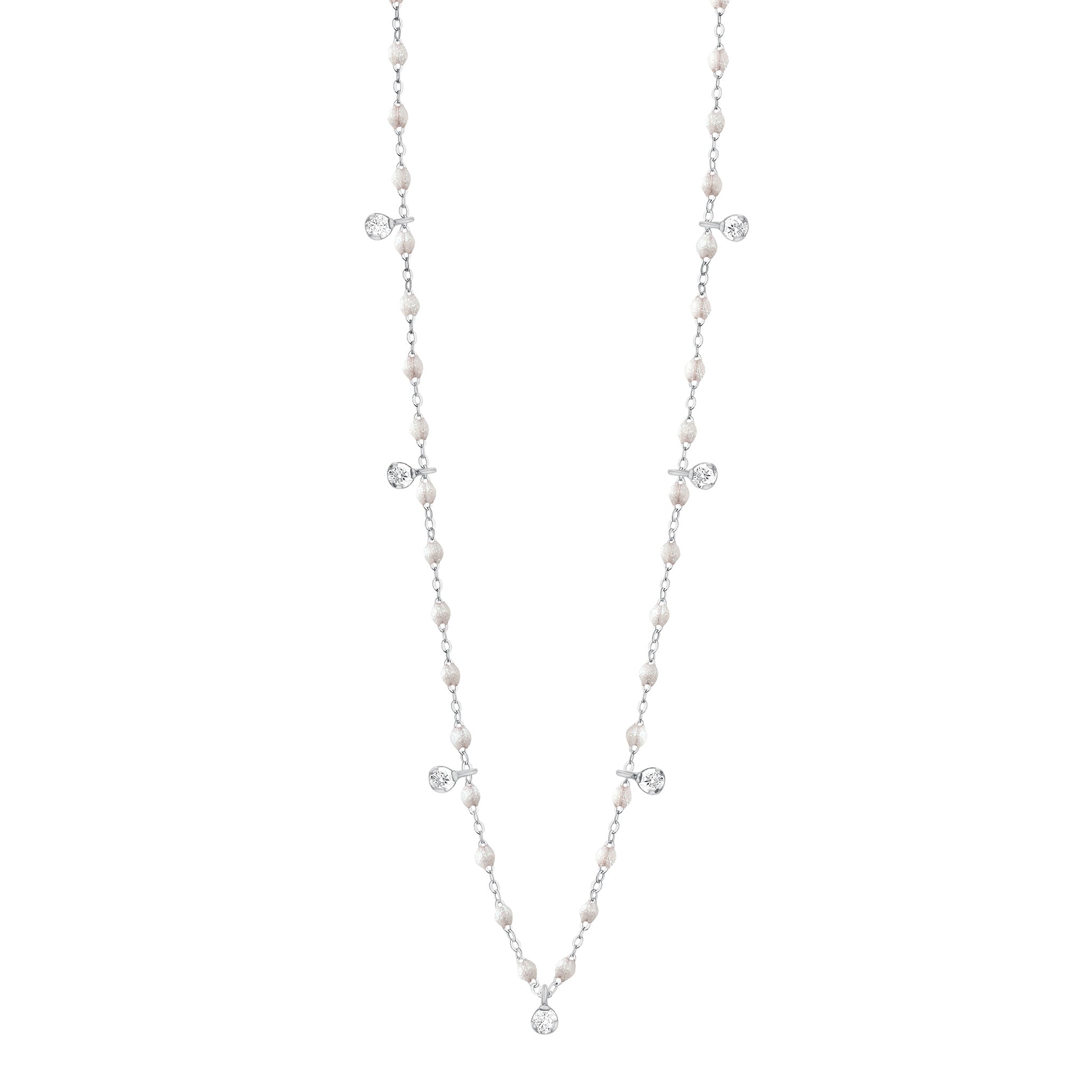 Collier opale Gigi Suprême, or blanc, 7 diamants, 50 cm gigi suprême Référence :  b1gs007g6150di -1