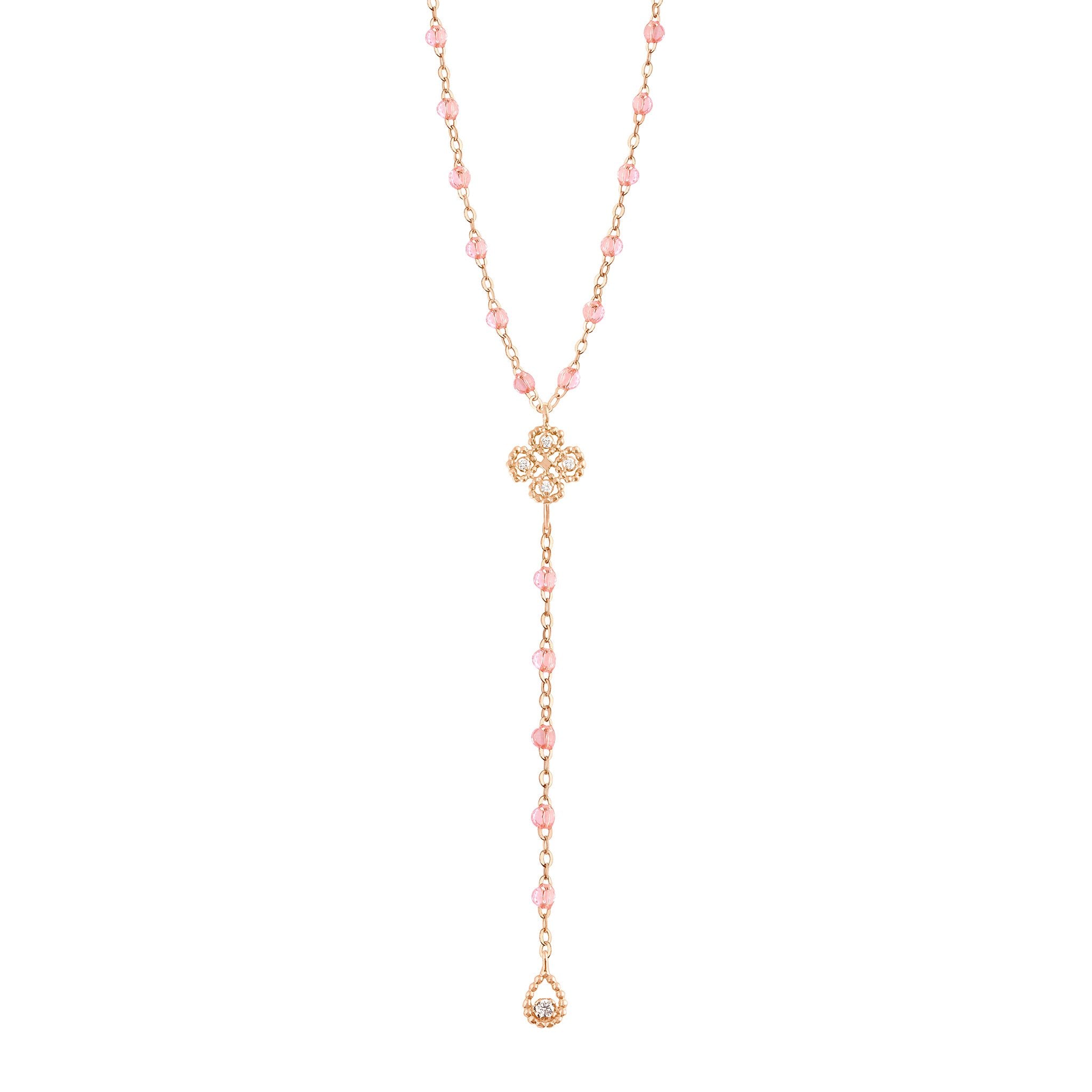 Chapelet rosée Lucky Trèfle, diamants, or rose, 45 cm lucky Référence :  b1lk006r5345di -1