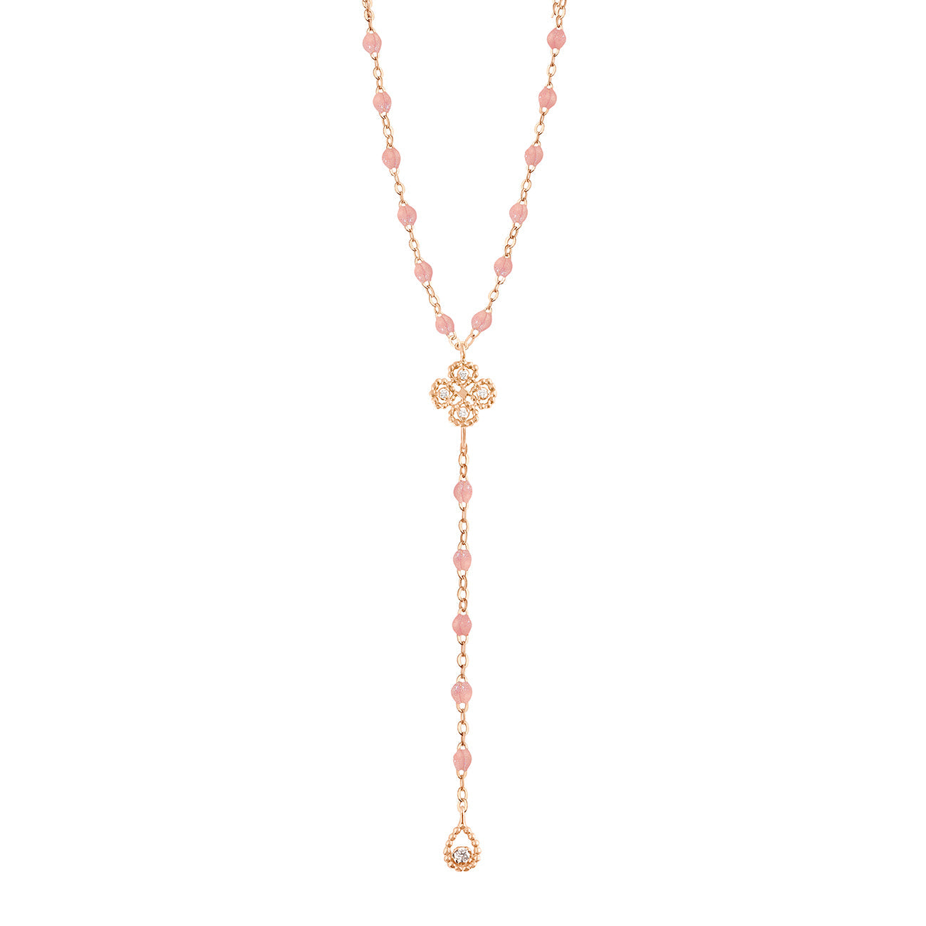 Chapelet blush Lucky Trèfle, diamants, or rose, 45 cm lucky Référence :  b1lk006r6345di -1