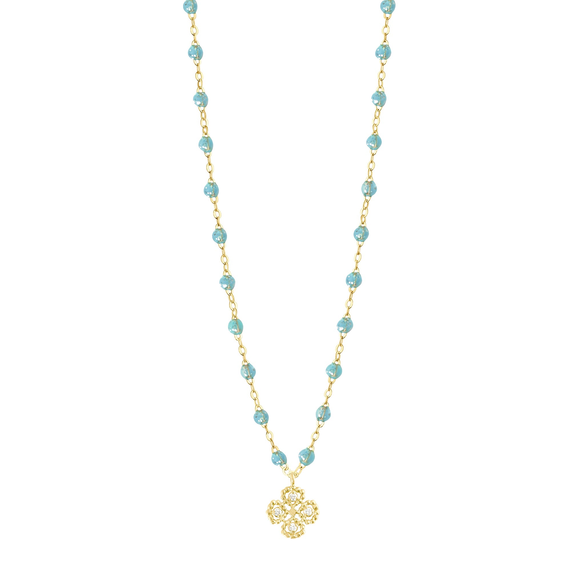 Collier aqua Lucky Trèfle, diamants, or jaune, 42 cm lucky Référence :  b1lk007j6242di -1