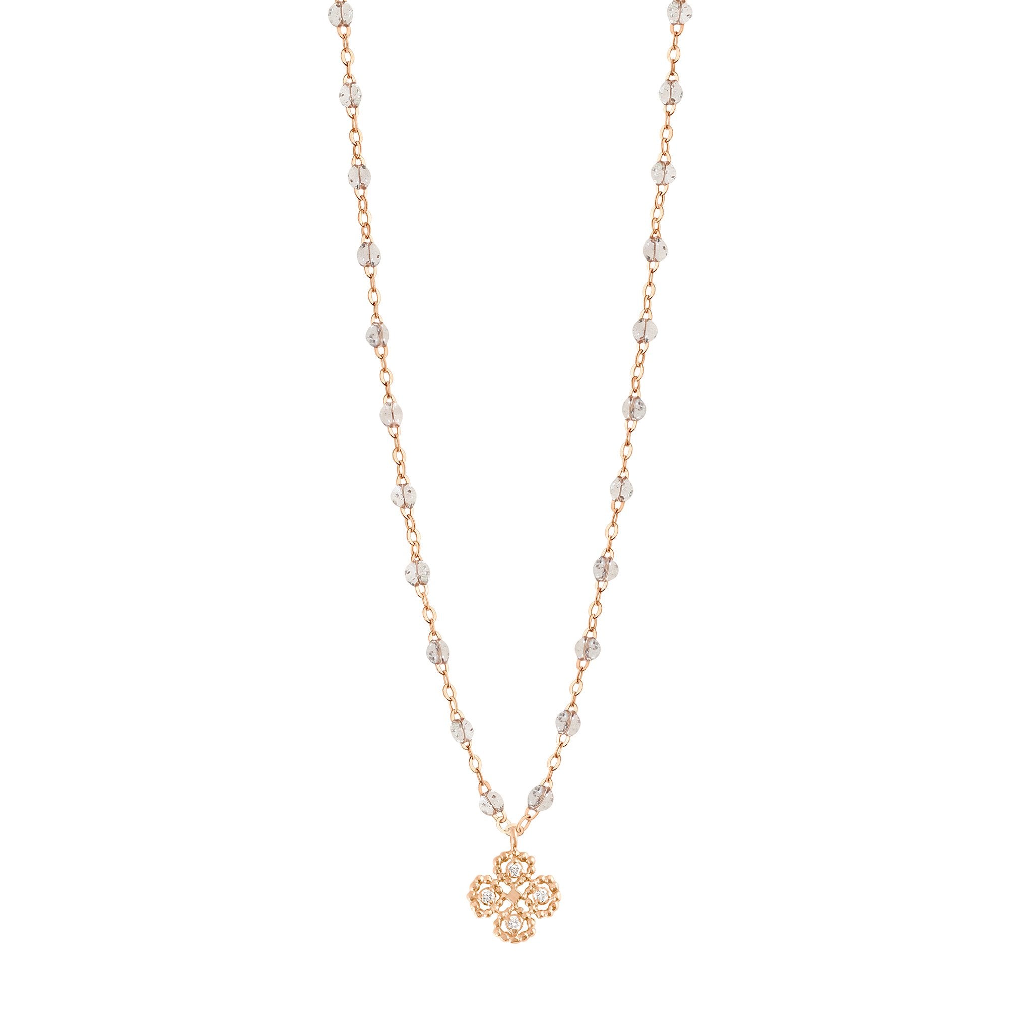 Collier sparkle Lucky Trèfle, diamants, or rose, 42 cm lucky Référence :  b1lk007r4942di -1