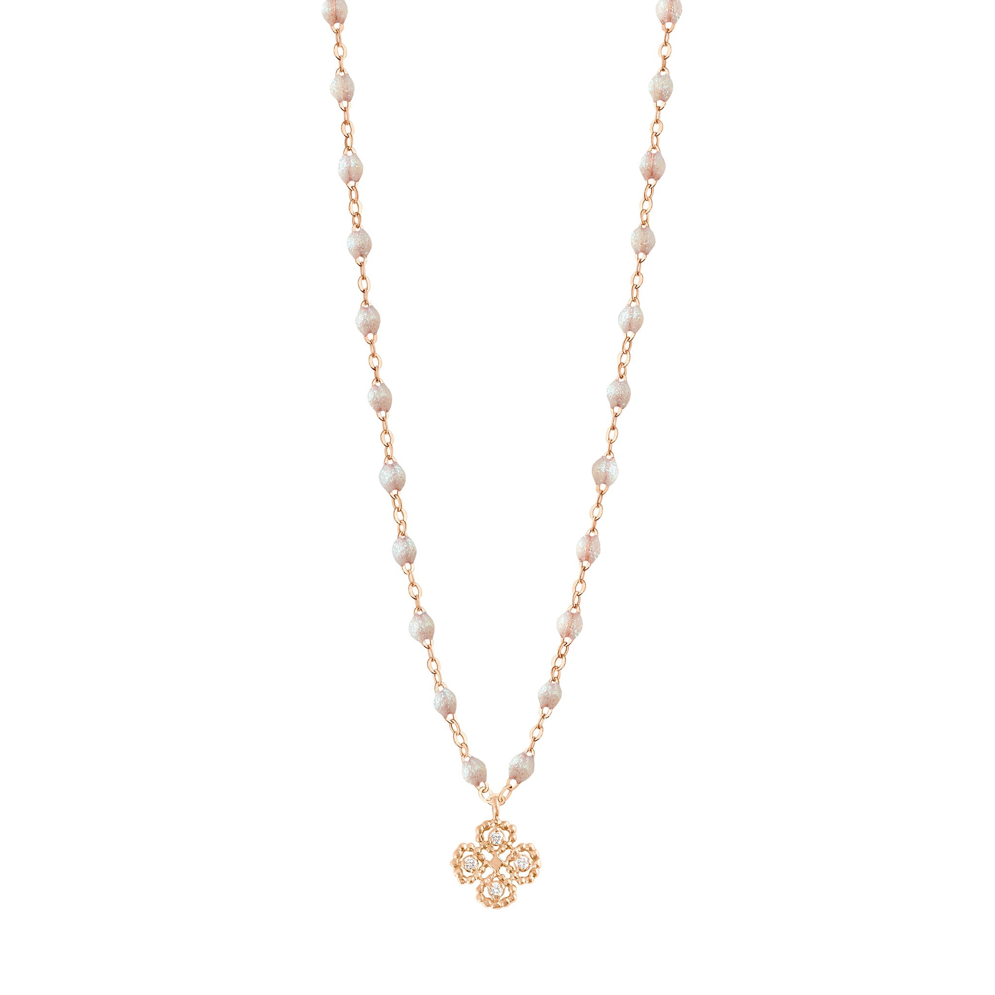 Collier opale Lucky Trèfle, diamants, or rose, 42 cm lucky Référence :  b1lk007r6142di -1