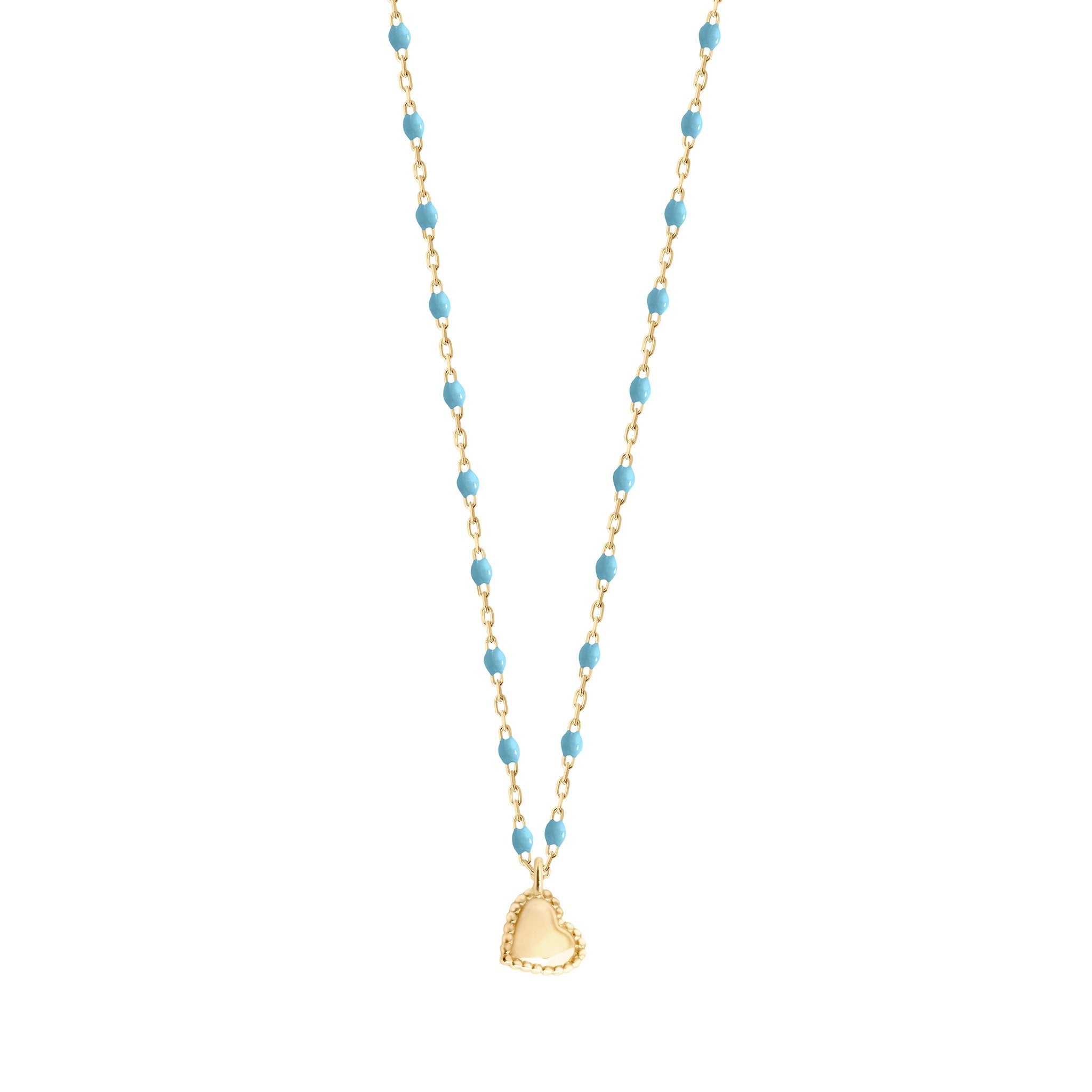 Collier Lucky Coeur, or jaune et mini perles de résine turquoise, 40 cm lucky Référence :  b1lk012j3440xx -1
