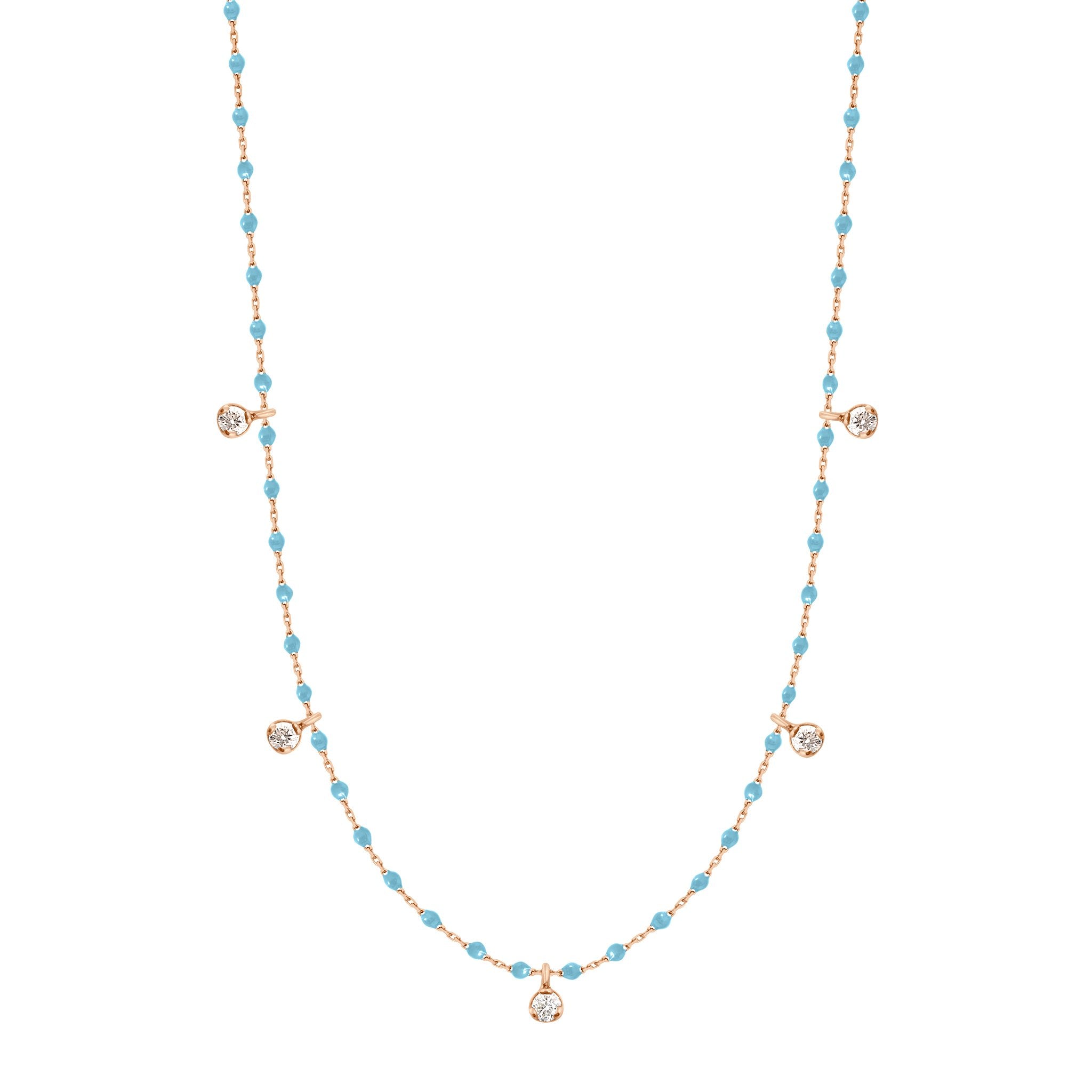 Collier turquoise Mini Gigi, or rose, 5 diamants, 55 cm mini gigi Référence :  b1mi005r3455di -1