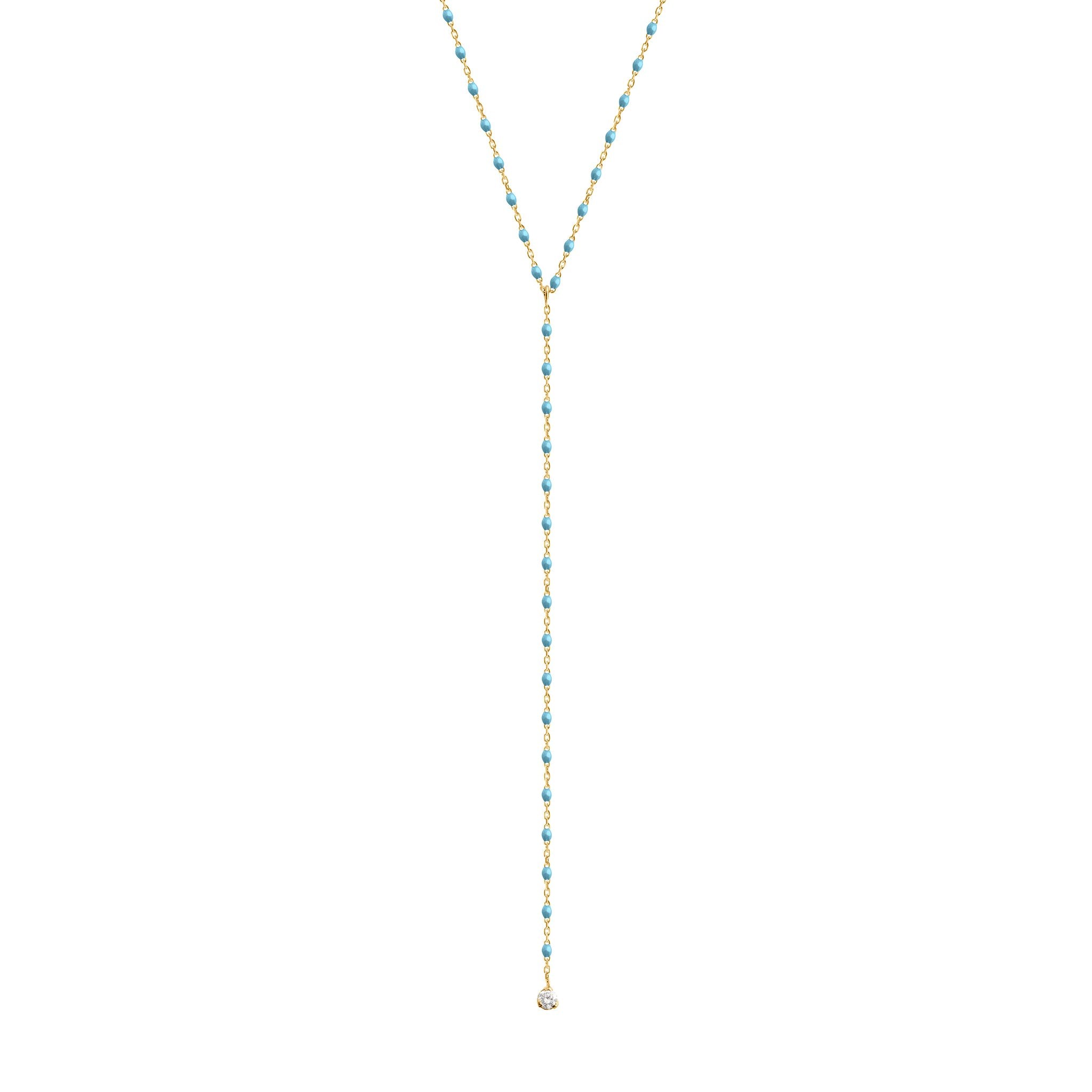 Collier turquoise Mini Gigi party Y, or jaune, 1 diamant, 50 cm mini gigi Référence :  b1mi020j3450di -1
