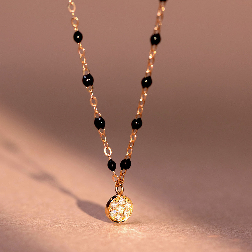 Collier noir Puce diamants, or rose, 42 cm pirate Référence :  b1pu002r2042di -3