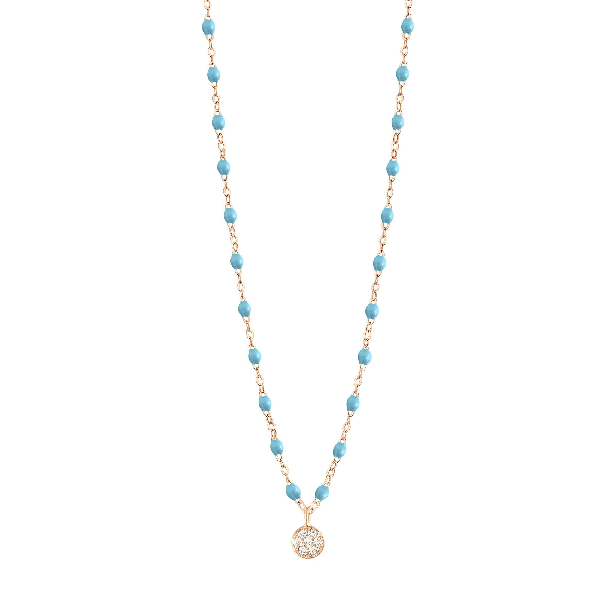 Collier turquoise Puce diamants, or rose, 42 cm pirate Référence :  b1pu002r3442di -1