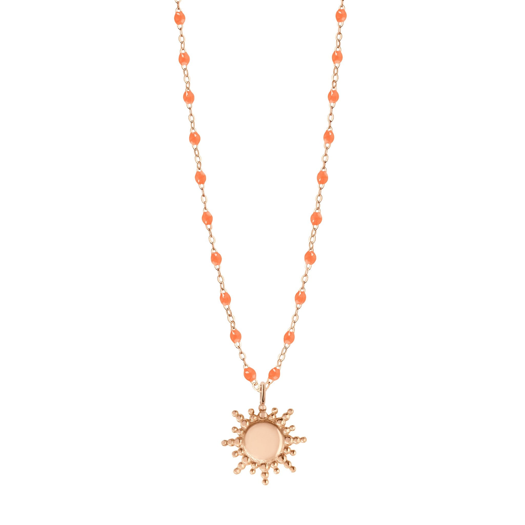 Collier Soleil orange fluo, or rose, 42 cm pirate Référence :  b1so003r1342xx -1