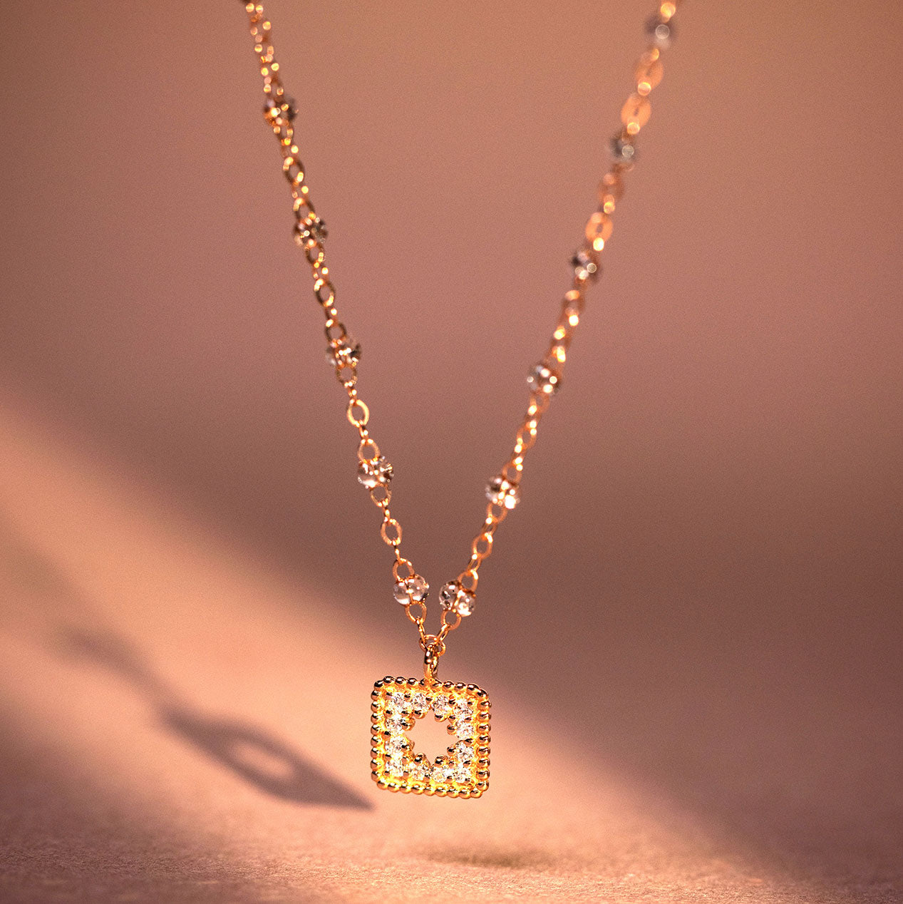 Collier sparkle Trésor, diamants, or rose, 42 cm pirate Référence :  b1tr001r4942di -2