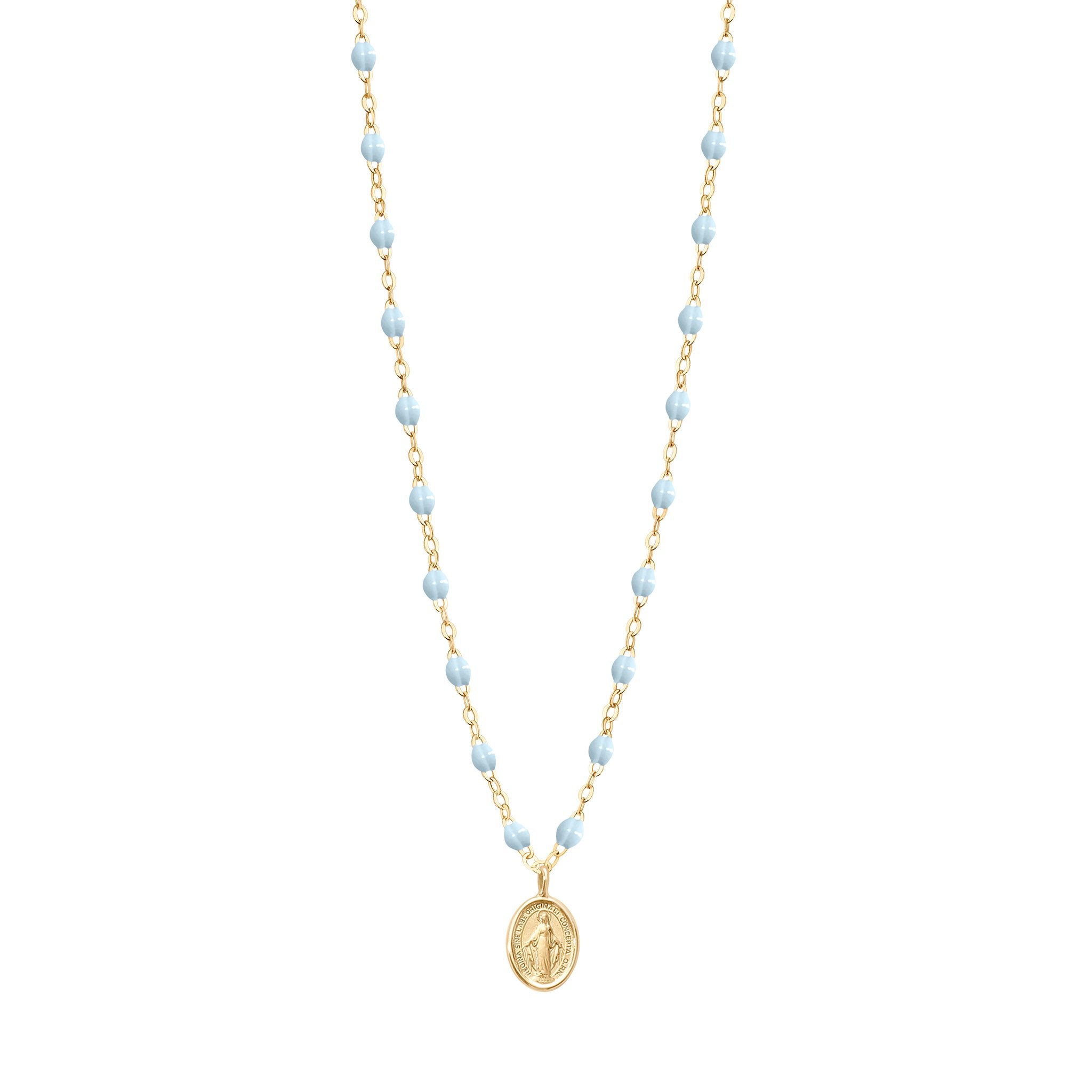 Collier bleu layette Madone, or jaune, 42 cm madone Référence :  b1vi001j1542xx -1