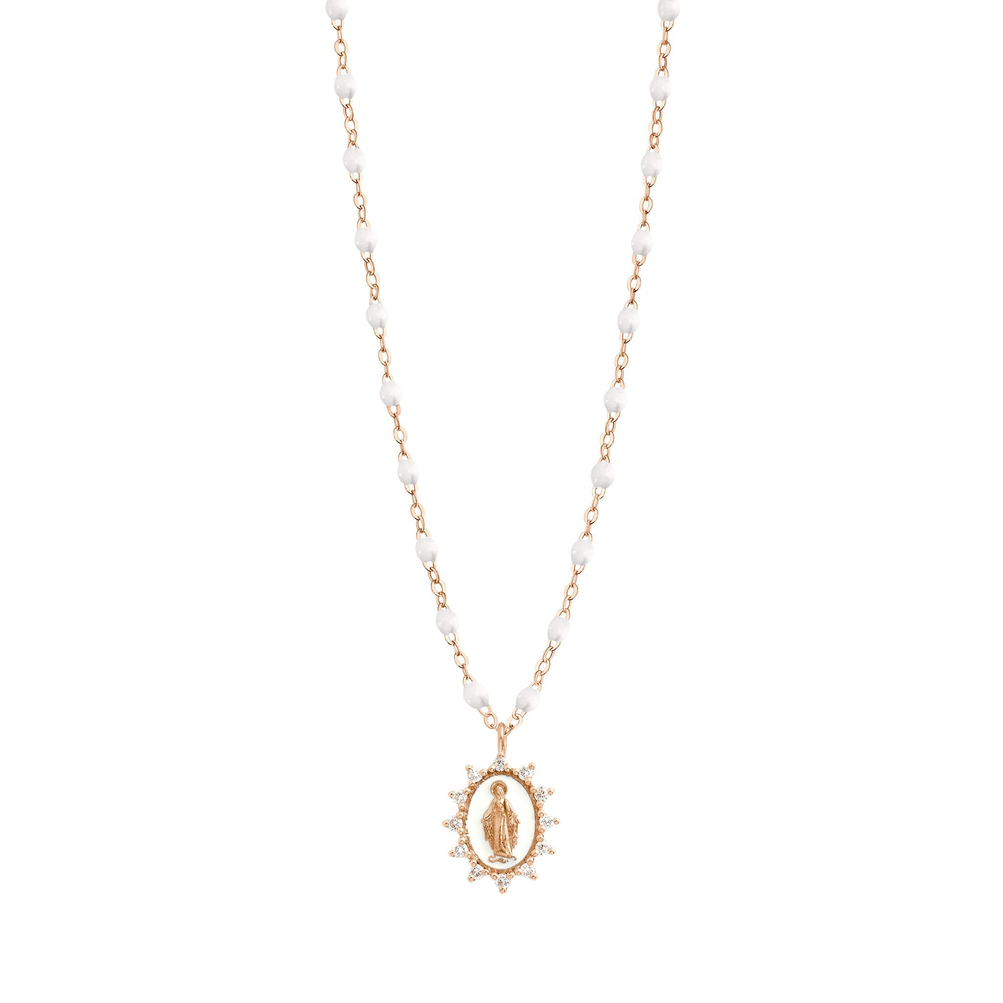 Collier blanc Petite Madone Suprême diamants, or rose, 42 cm madone suprême Référence :  b1vi015r0142di -1