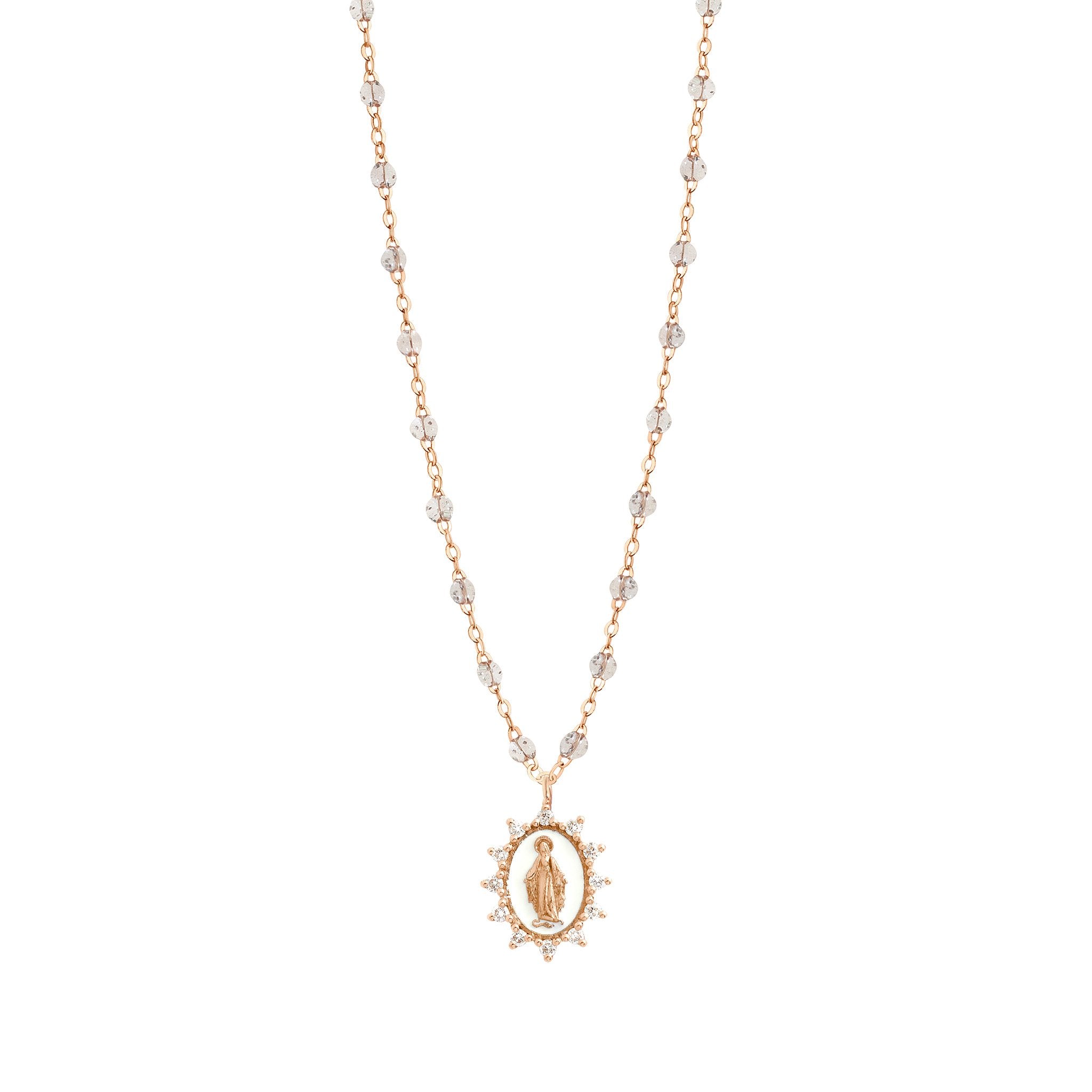 Collier Sparkle Petite Madone Suprême blanche, diamants, or rose, 42 cm madone suprême Référence :  b1vi016r0142di -1