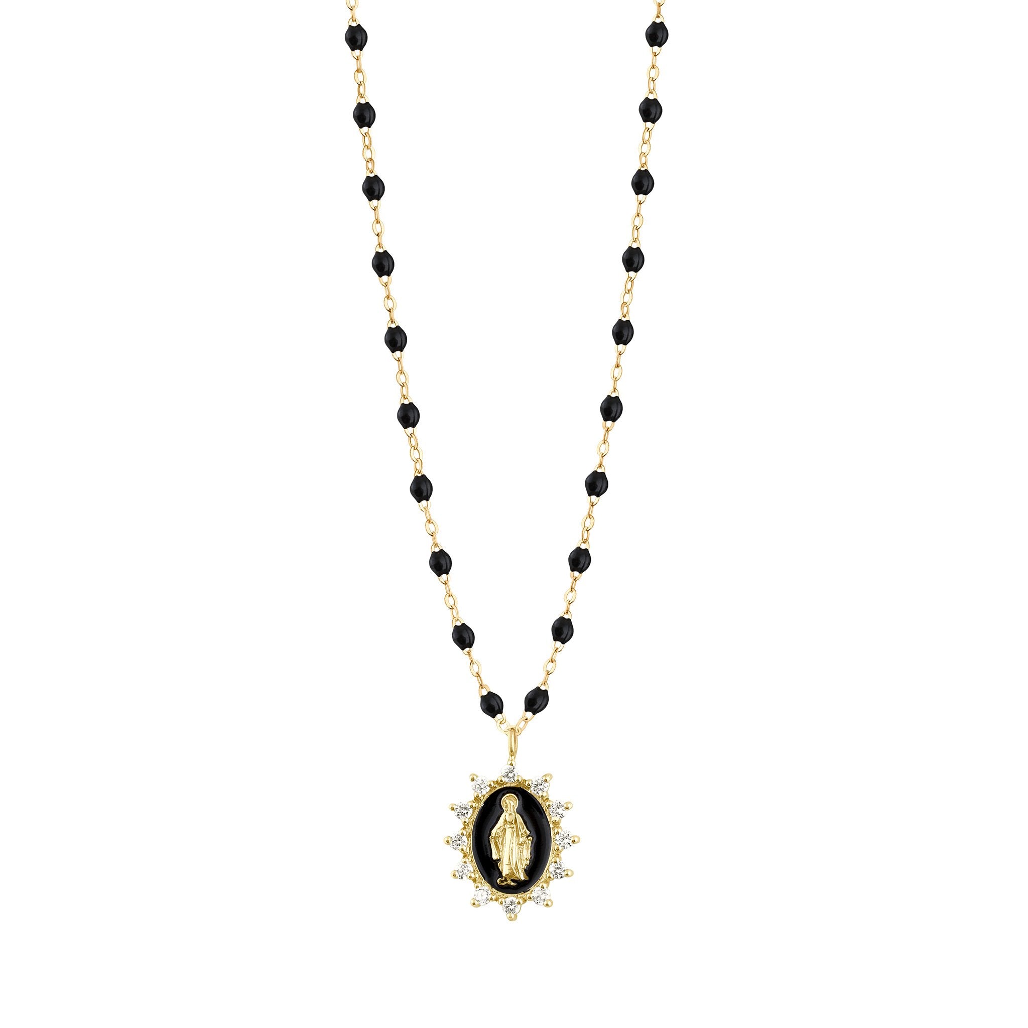 Collier noir Madone Suprême diamants, or jaune, 50 cm madone suprême Référence :  b1vi017j2050di -1