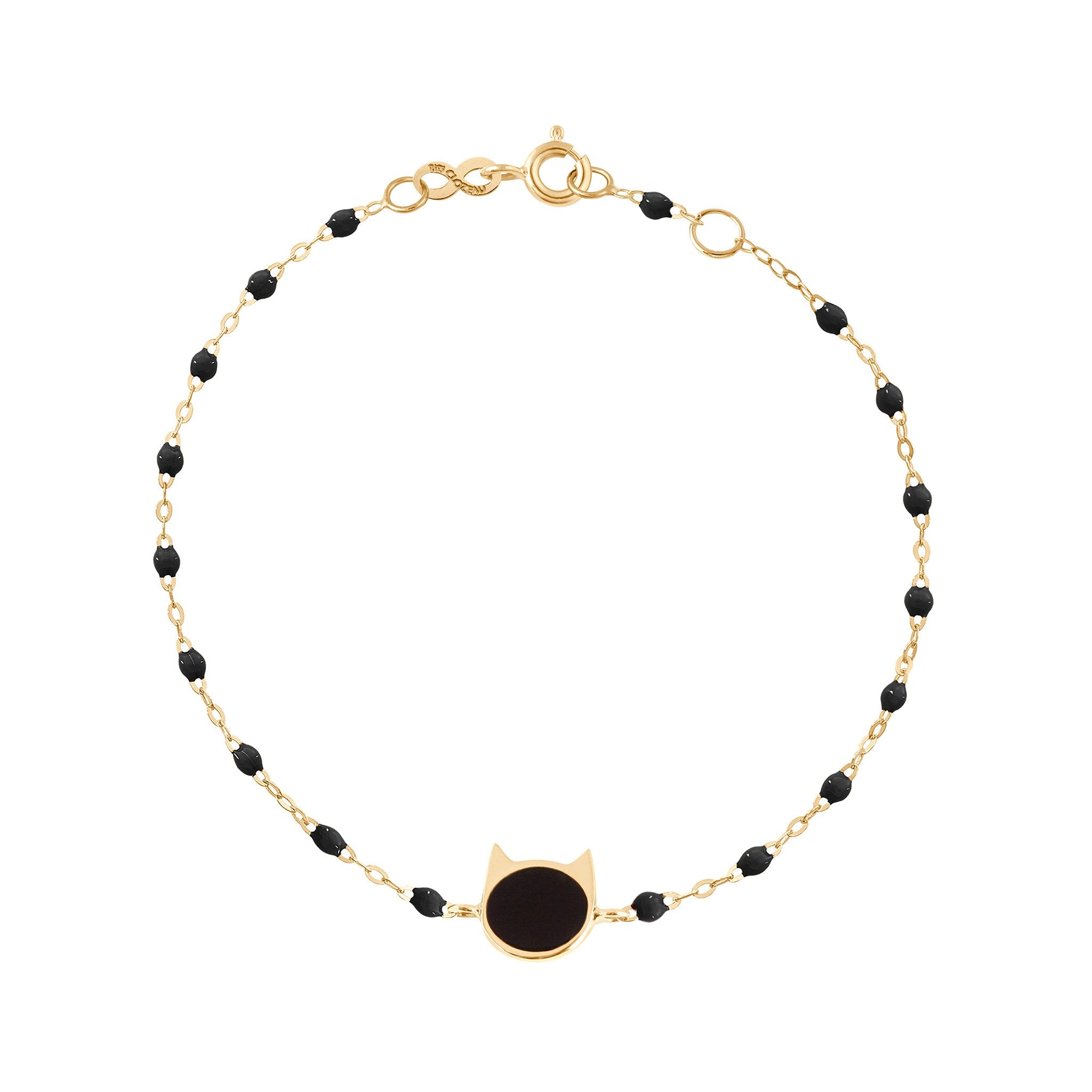 Bracelet noir Chat or jaune, 17 cm voyage Référence :  b3ch001j2017xx -1