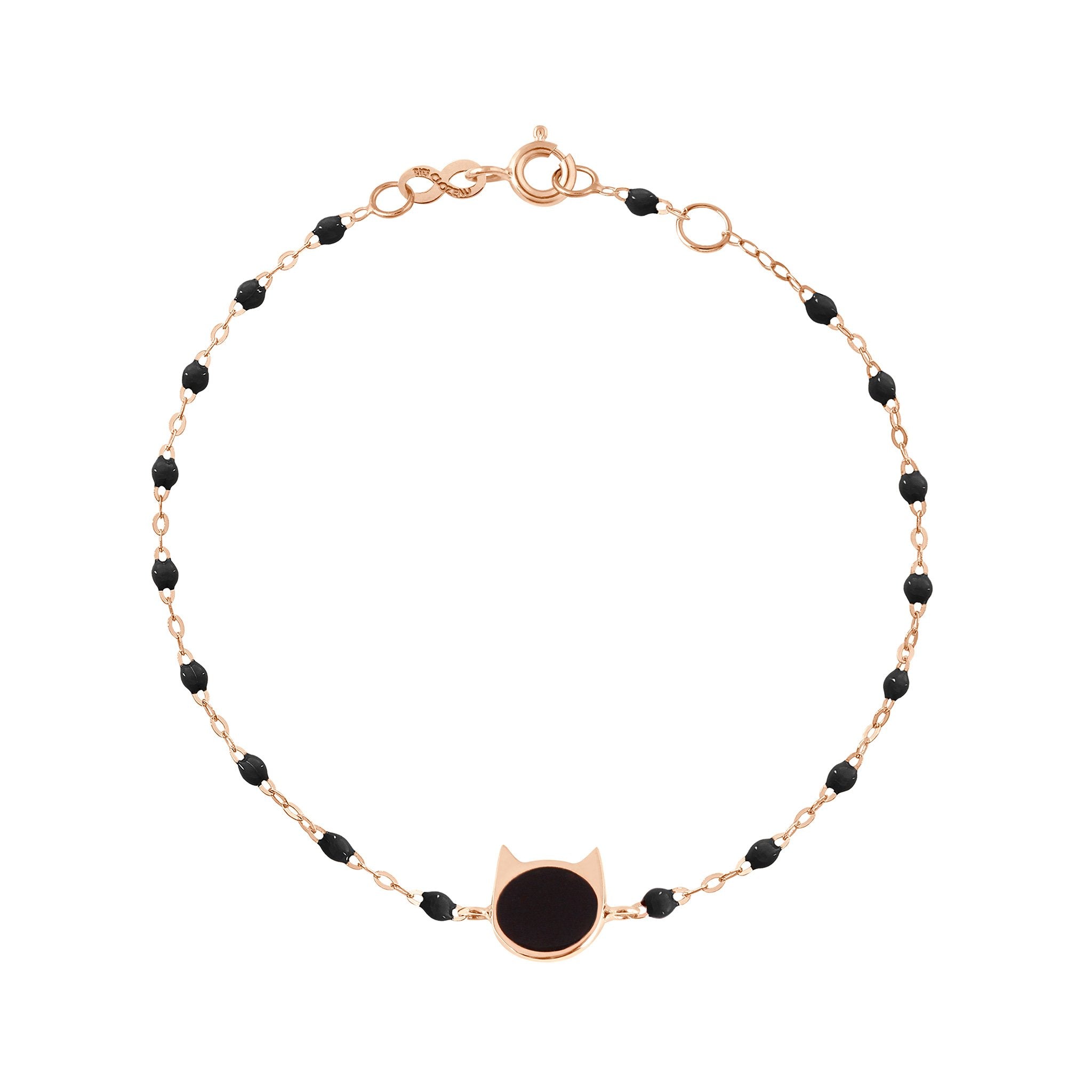 Bracelet noir Chat or rose, 17 cm voyage Référence :  b3ch001r2017xx -1