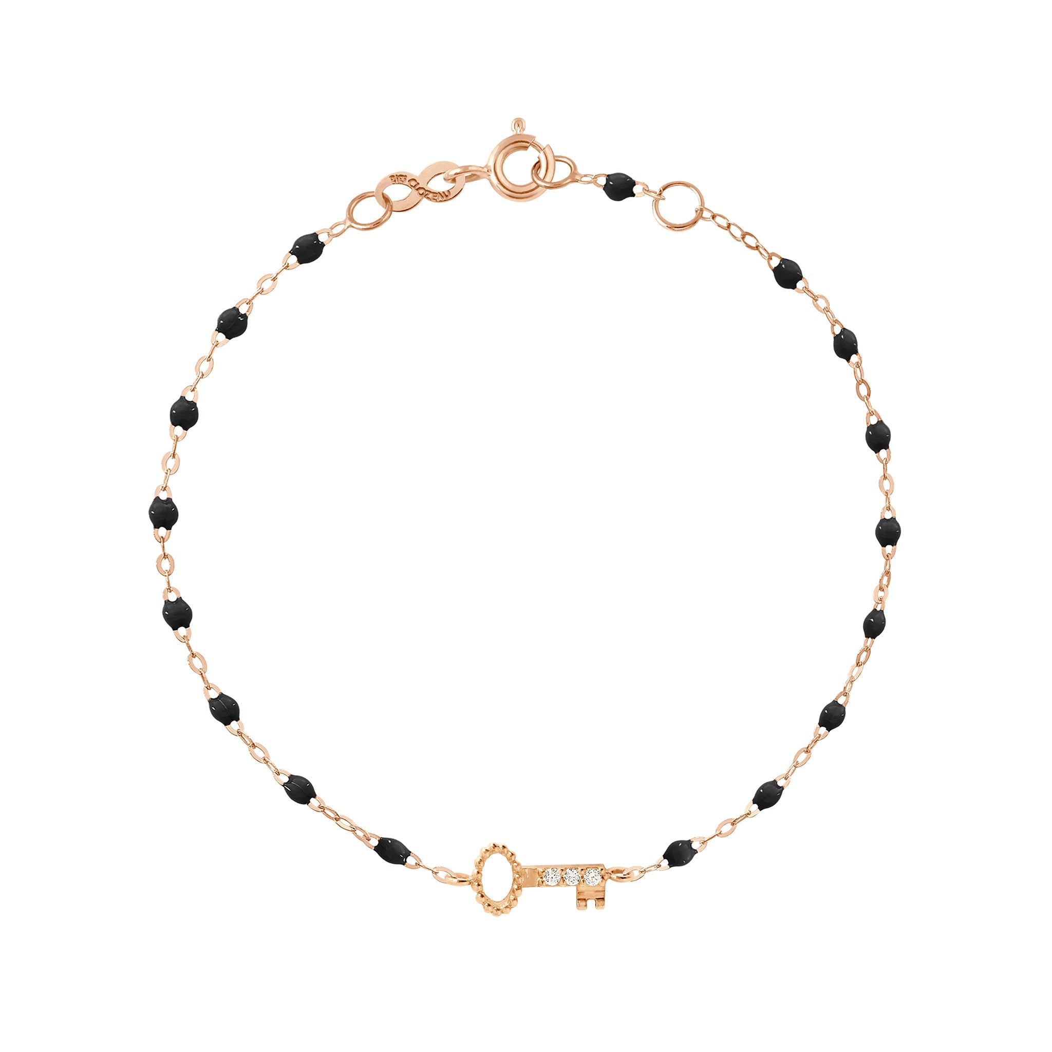 Bracelet noir Clé diamants, or rose, 17 cm pirate Référence :  b3cl002r2017di -1