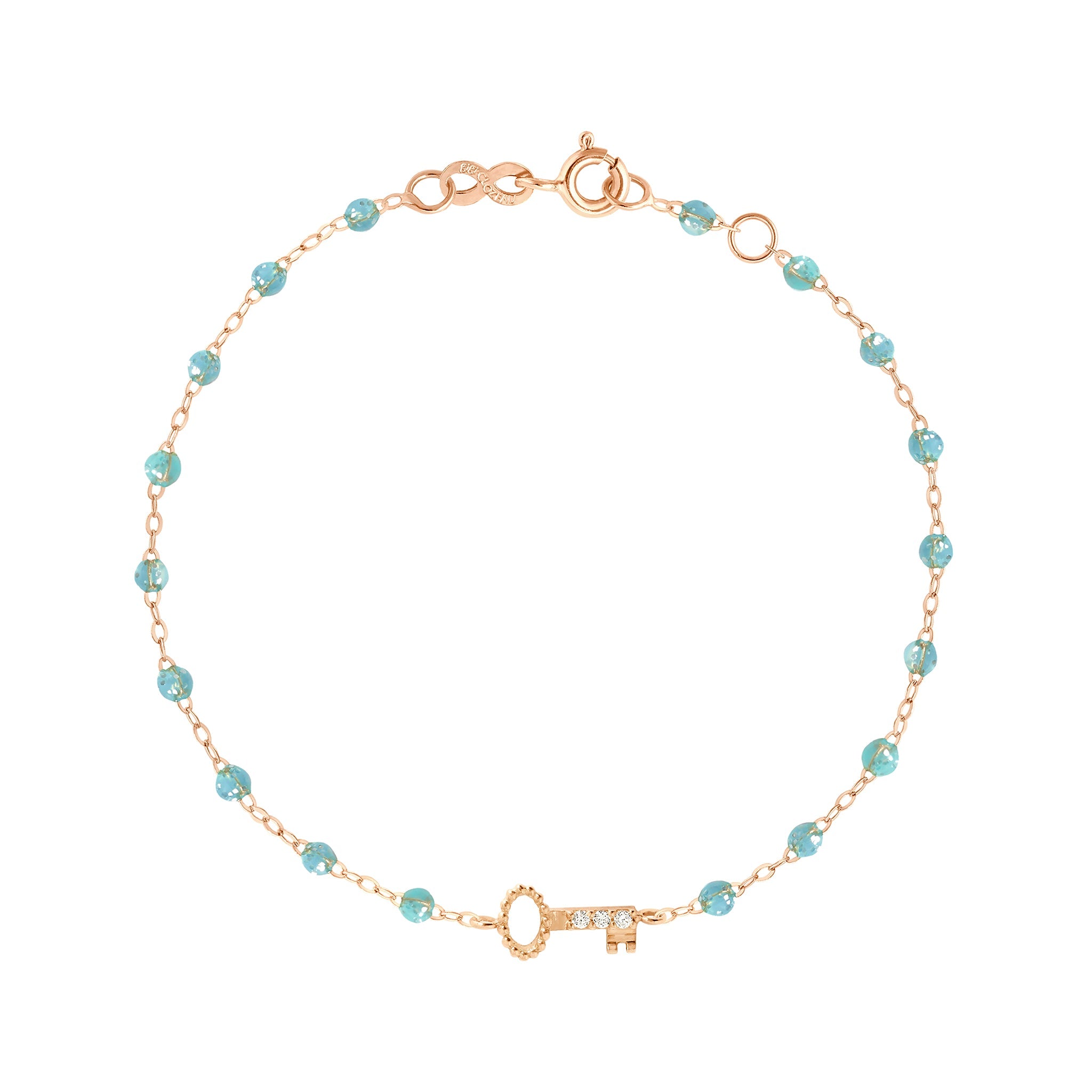 Bracelet aqua Clé diamants, or rose, 17 cm pirate Référence :  b3cl002r6217di -1