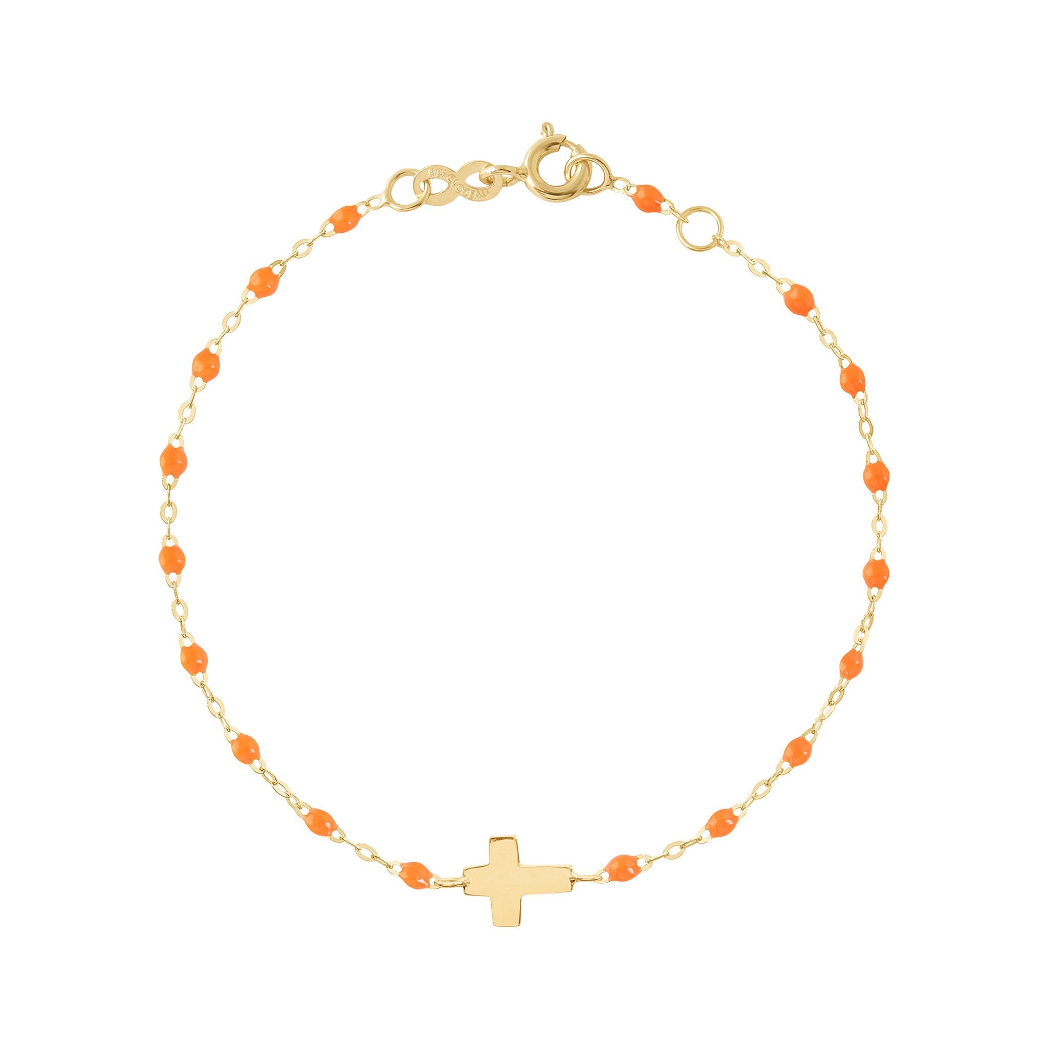 Bracelet orange fluo Croix, or jaune, 17cm madone Référence :  b3co001j1317xx -1