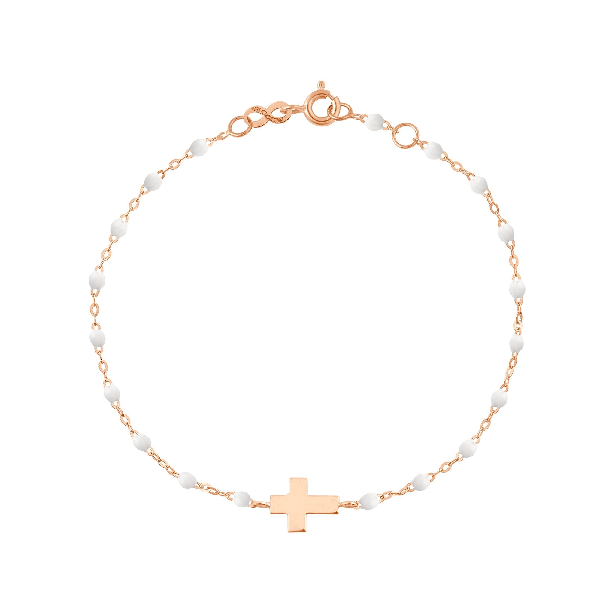 Bracelet blanc Croix, or rose, 17cm madone Référence :  b3co001r0117xx -1