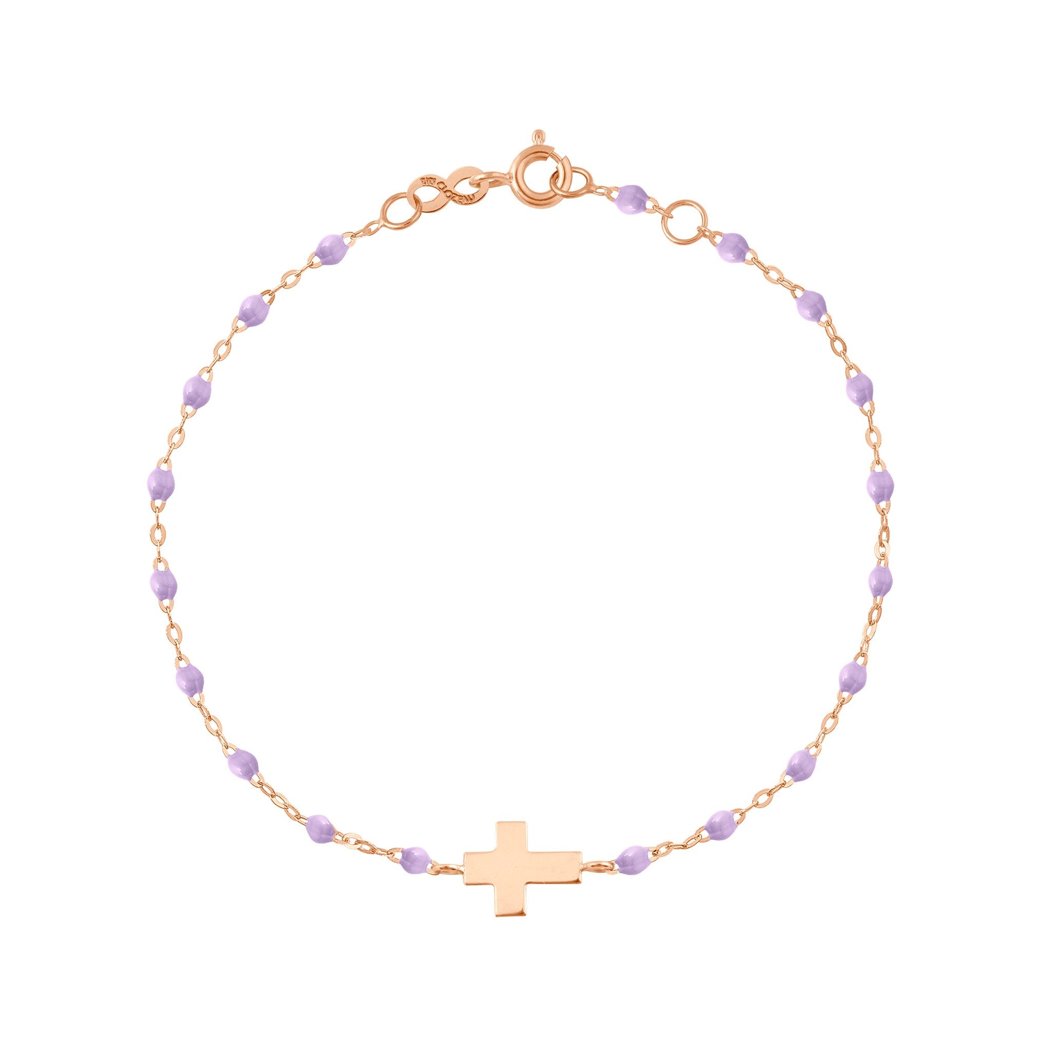 Bracelet parme Croix, or rose, 17cm madone Référence :  b3co001r1017xx -1