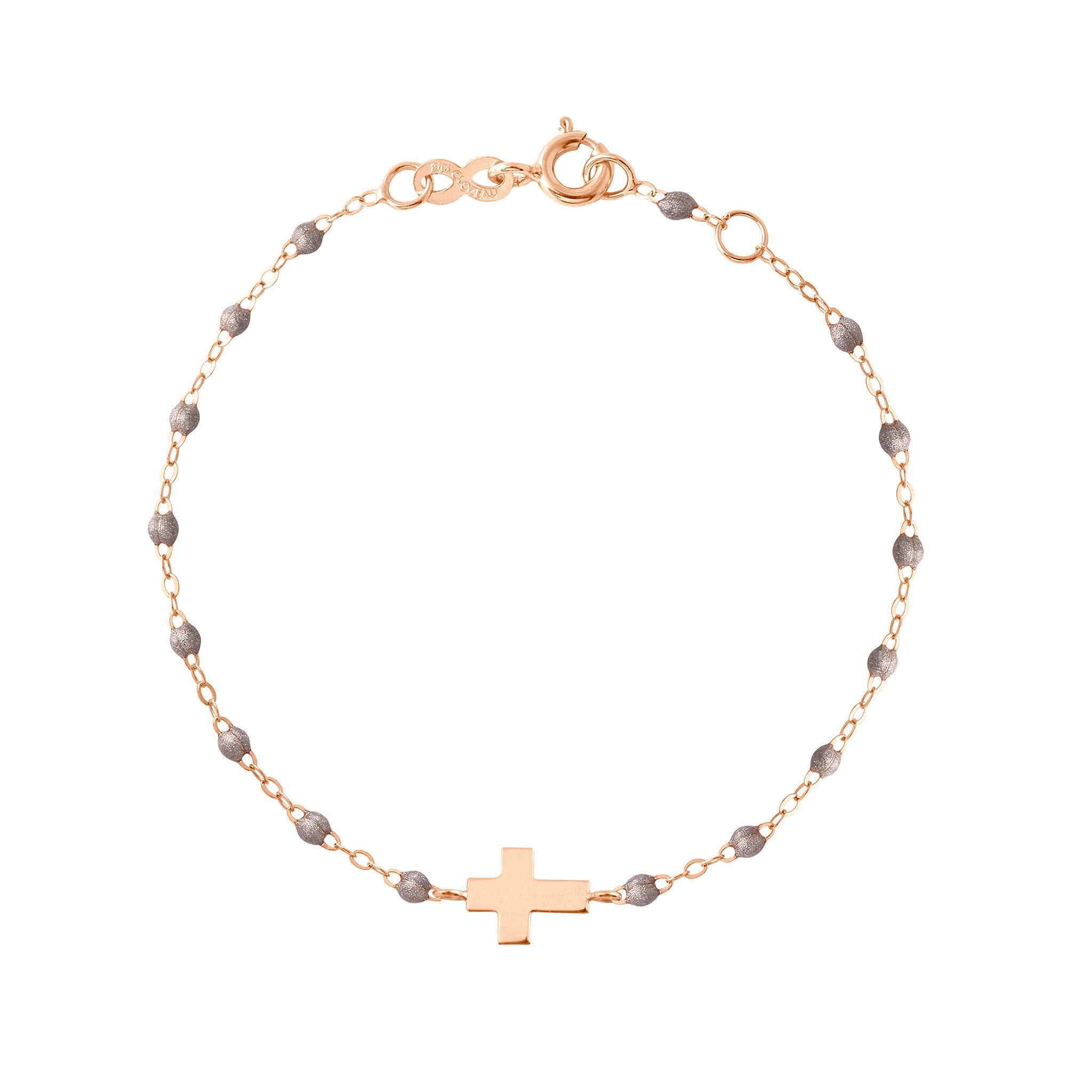 Bracelet argent Croix, or rose, 17cm madone Référence :  b3co001r1617xx -1