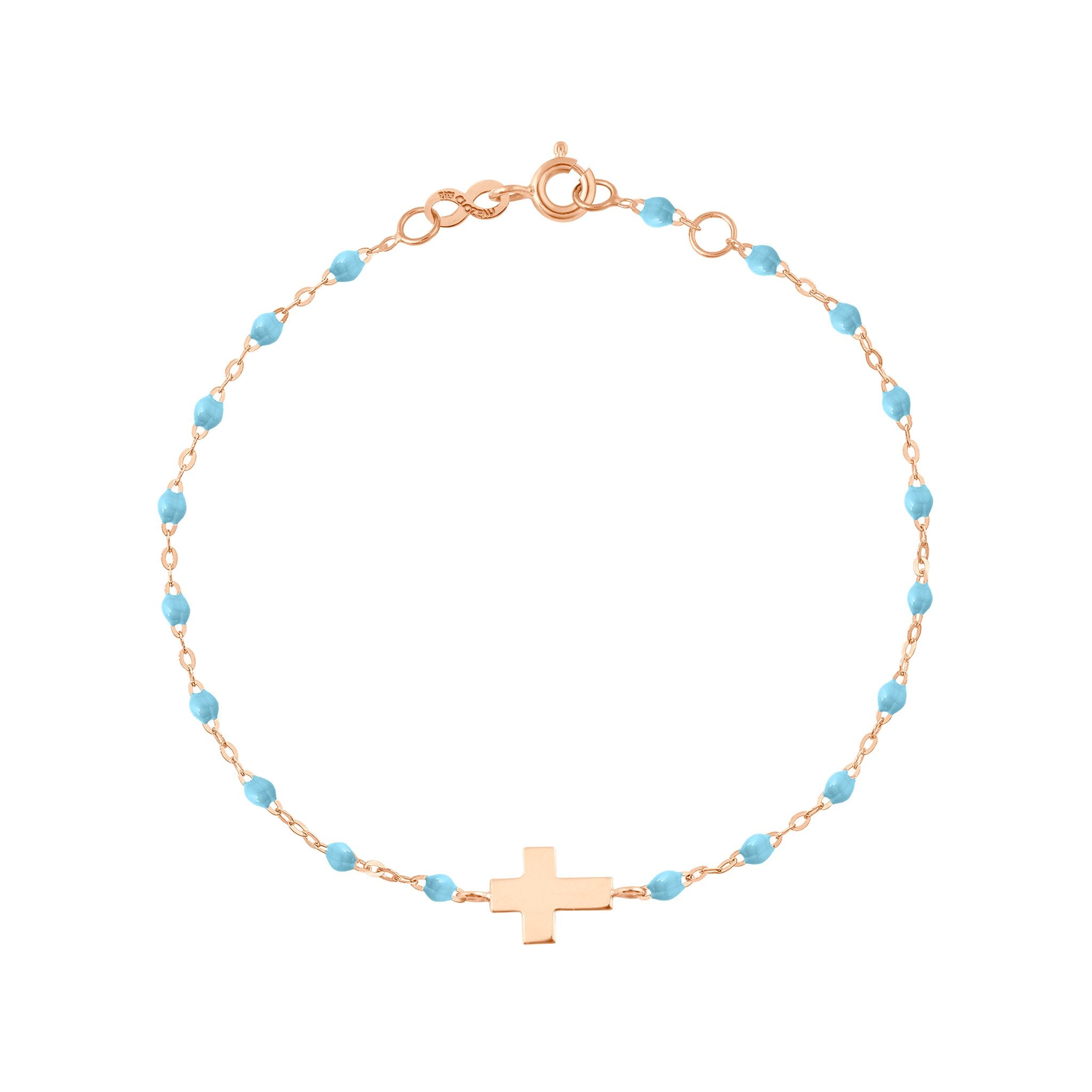 Bracelet turquoise Croix, or rose, 17cm madone Référence :  b3co001r3417xx -1
