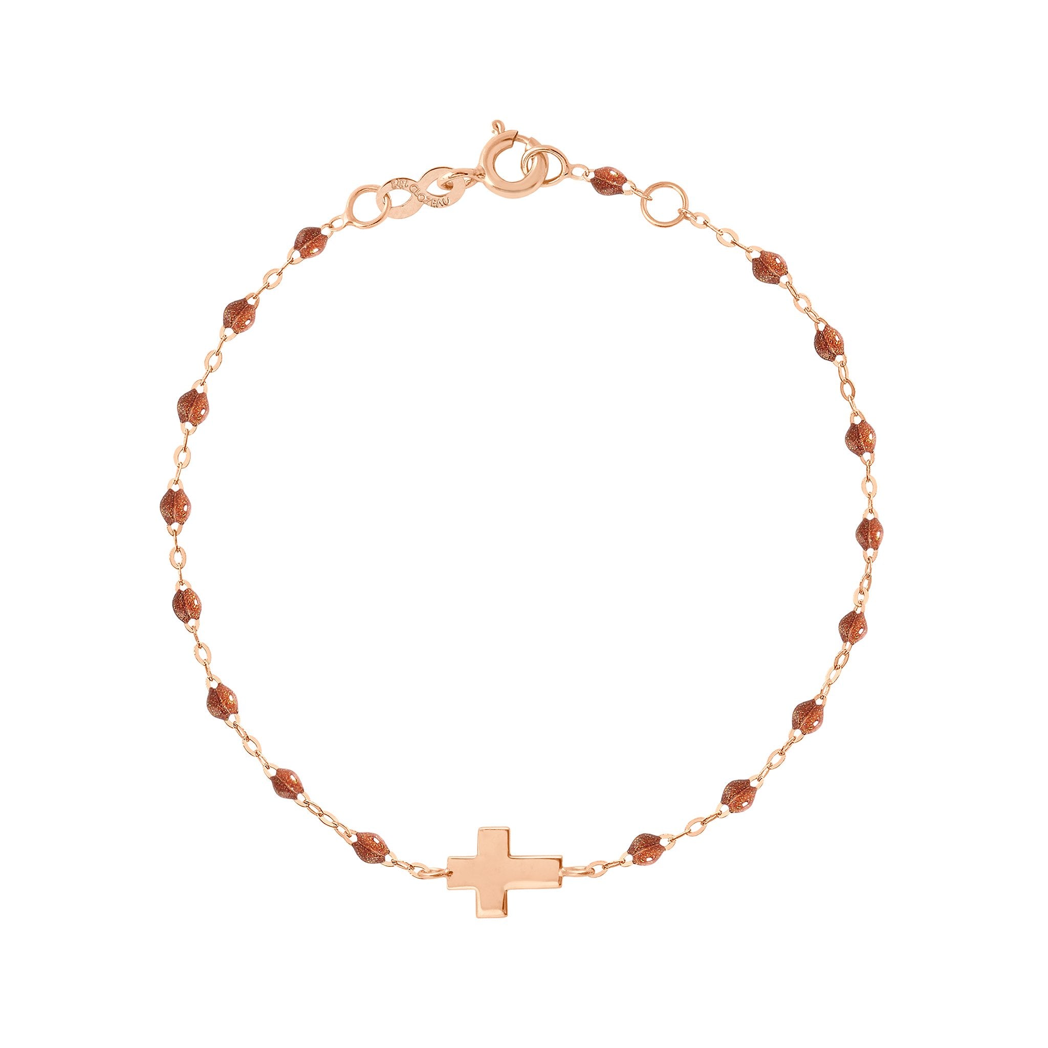 Bracelet fauve Croix, or rose, 17cm madone Référence :  b3co001r5917xx -1