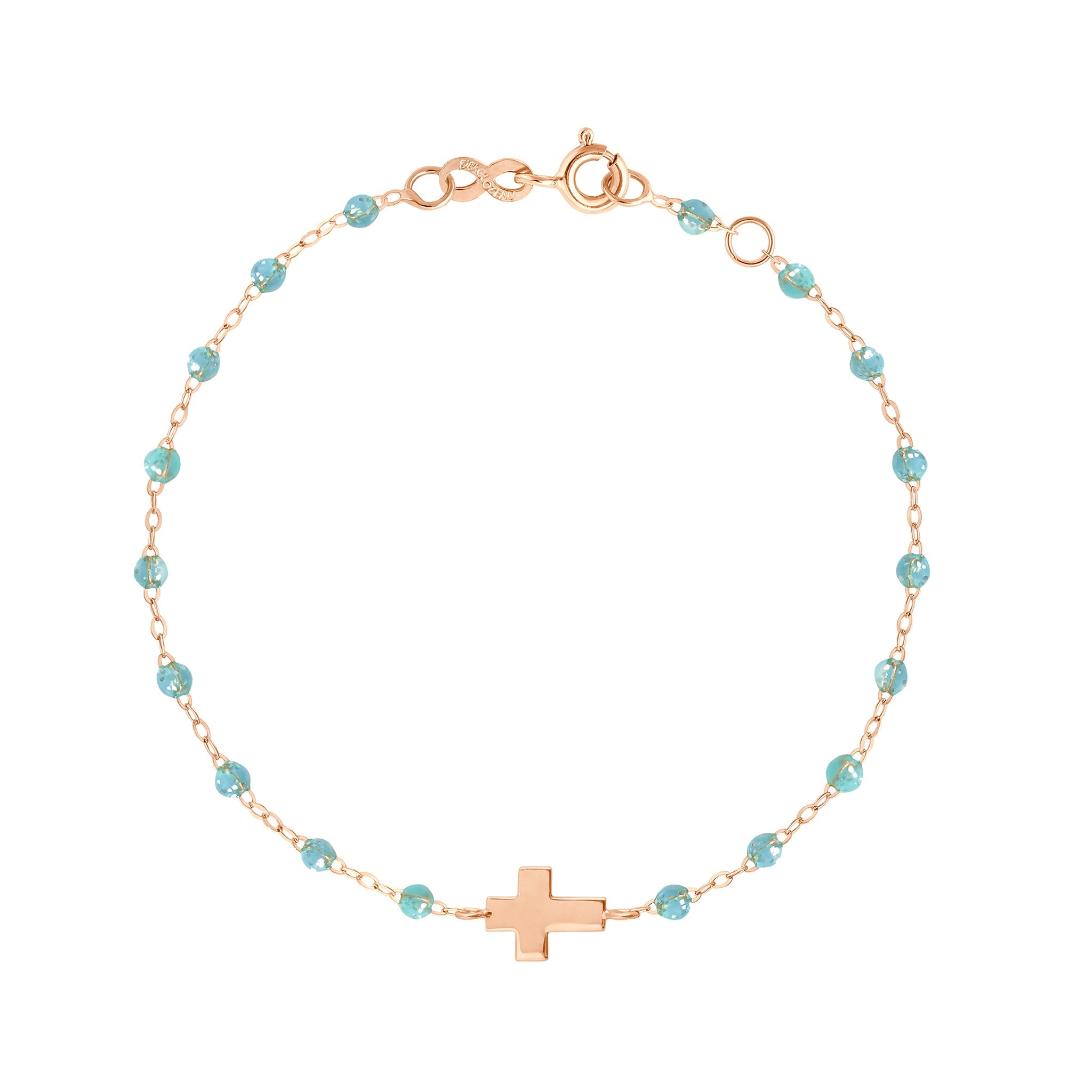 Bracelet aqua Croix, or rose, 17cm madone Référence :  b3co001r6217xx -1