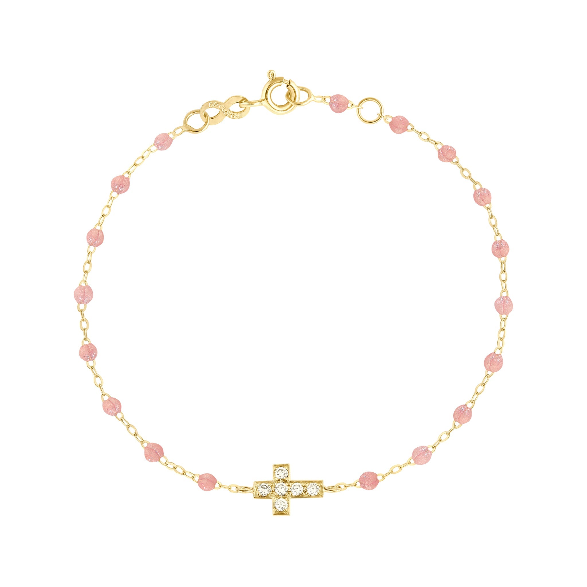 Bracelet blush Croix diamants, or jaune, 17 cm madone Référence :  b3co010j6317di -1