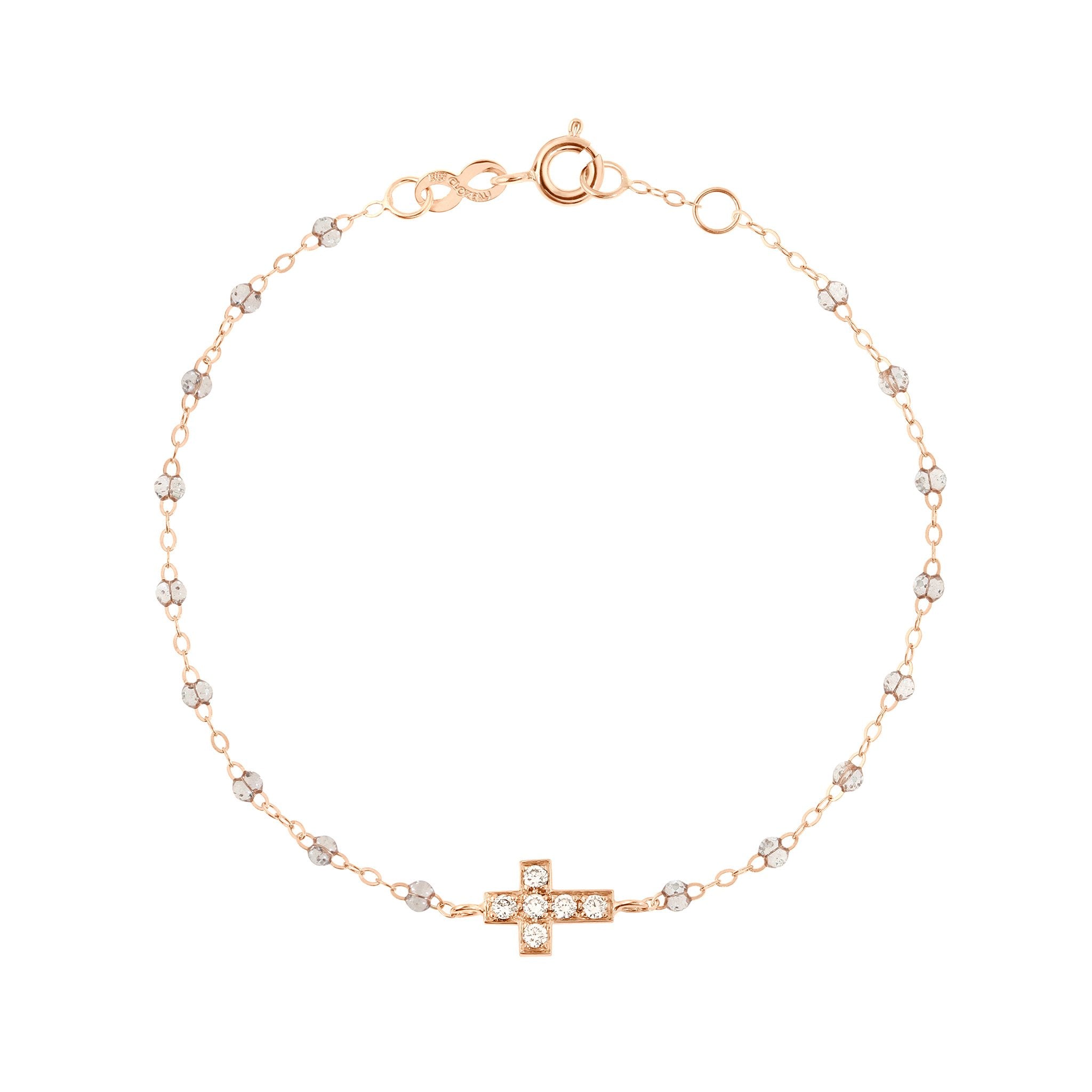 Bracelet sparkle Croix diamants, or rose, 17 cm madone Référence :  b3co010r4917di -1
