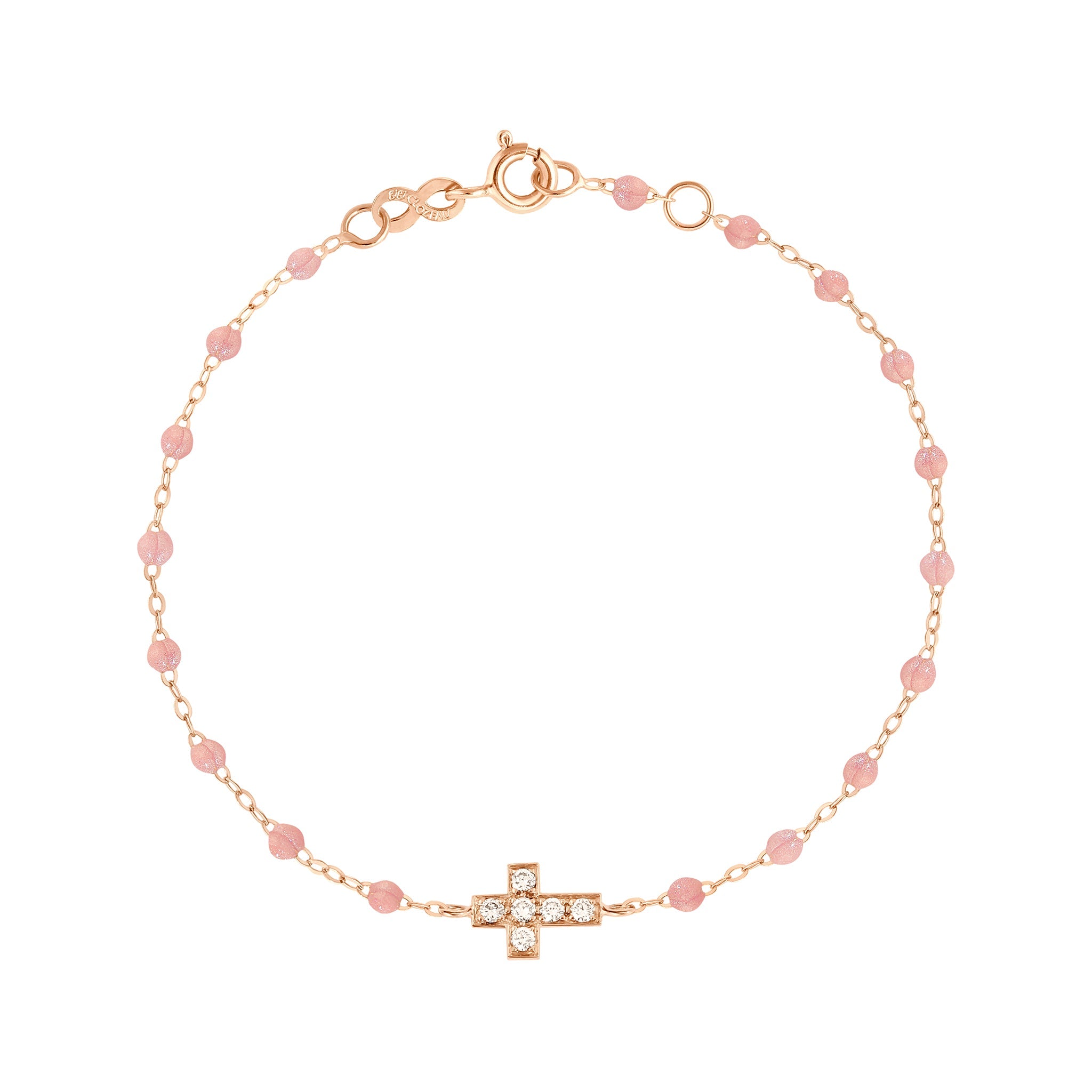 Bracelet blush Croix diamants, or rose, 17 cm madone Référence :  b3co010r6317di -1