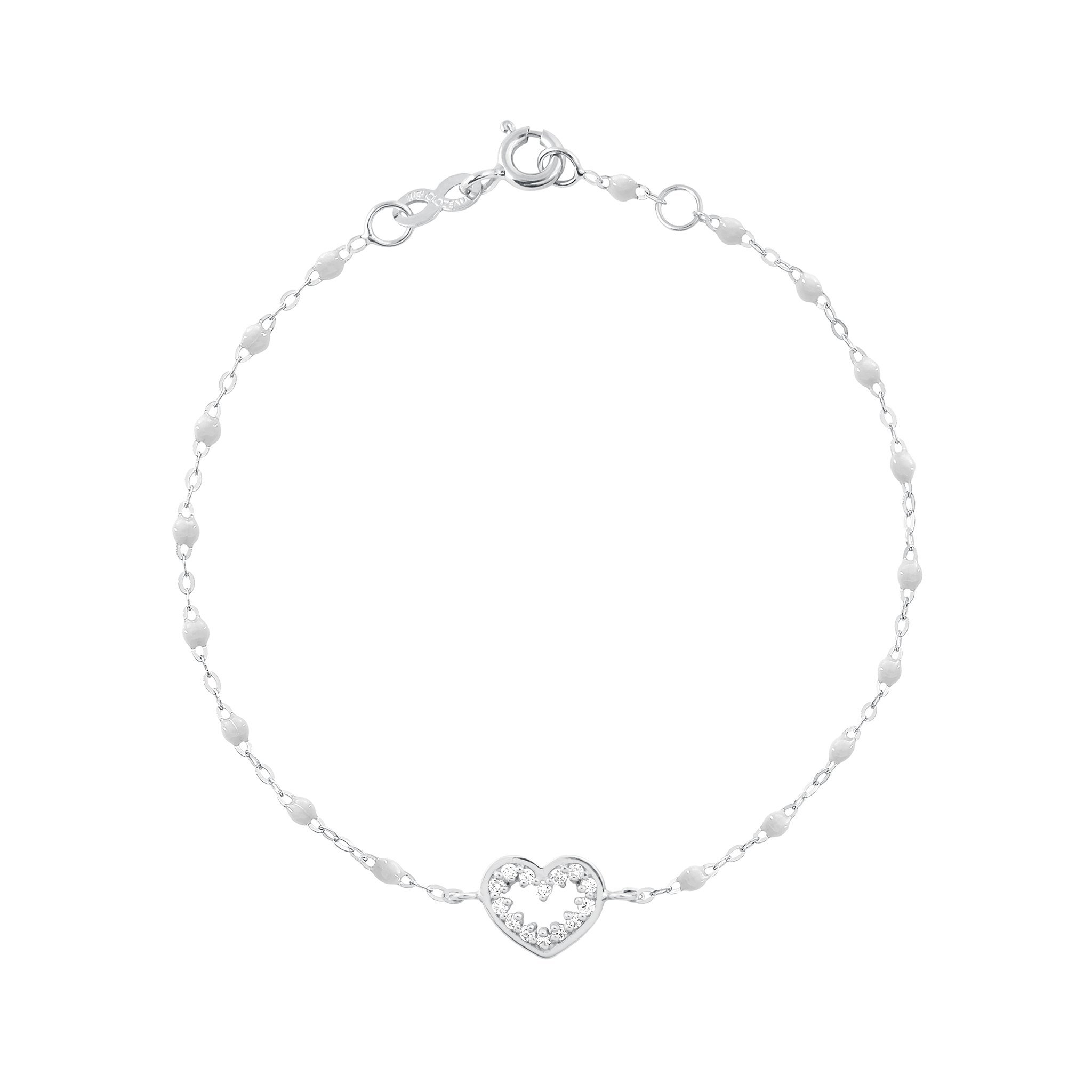 Bracelet blanc Cœur Suprême, diamants, or blanc, 17 cm  Référence :  b3cs001g0117di -1