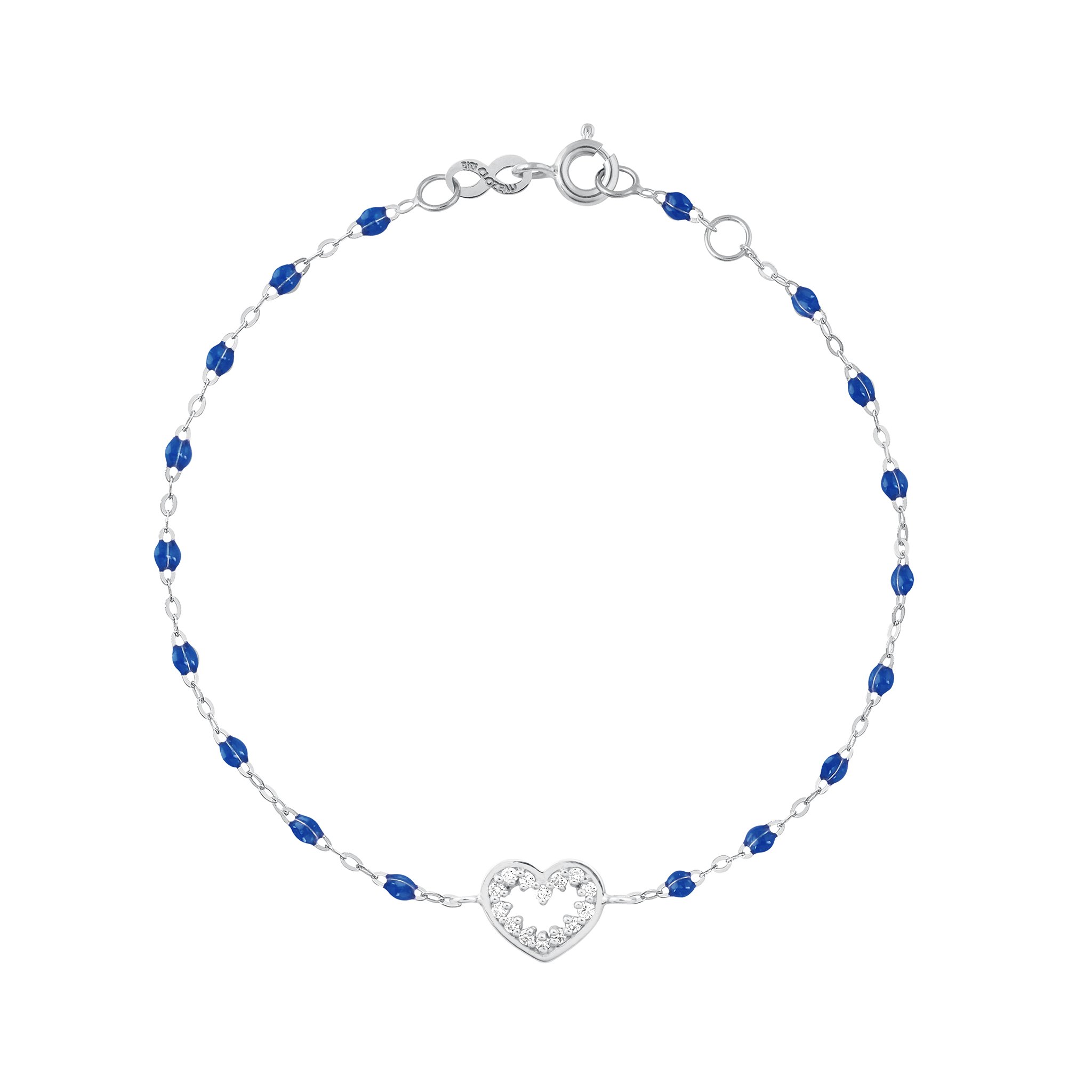 Bracelet prusse Cœur Suprême, diamants, or blanc, 17 cm  Référence :  b3cs001g0717di -1