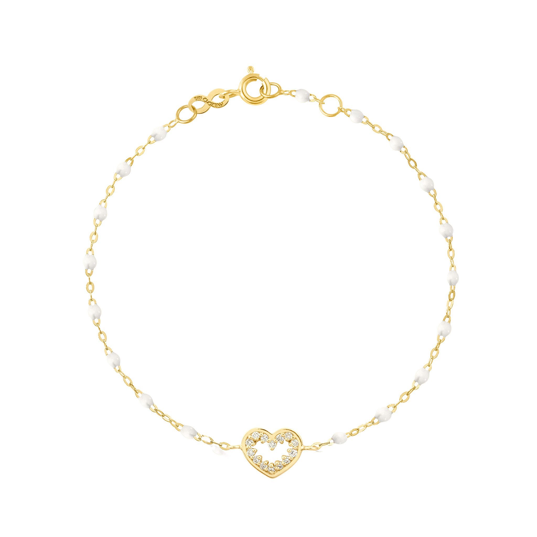 Bracelet blanc Cœur Suprême, diamants, or jaune, 17 cm  Référence :  b3cs001j0117di -1