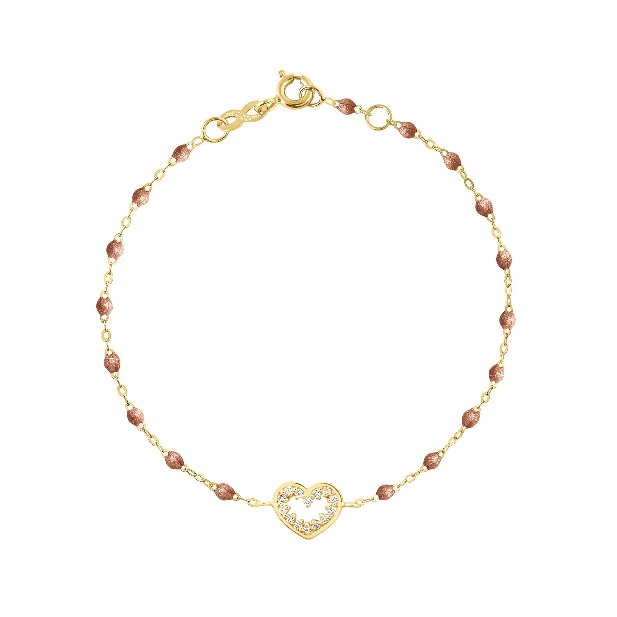 Bracelet cuivre Cœur Suprême, diamants, or jaune, 17 cm  Référence :  b3cs001j2617di -1