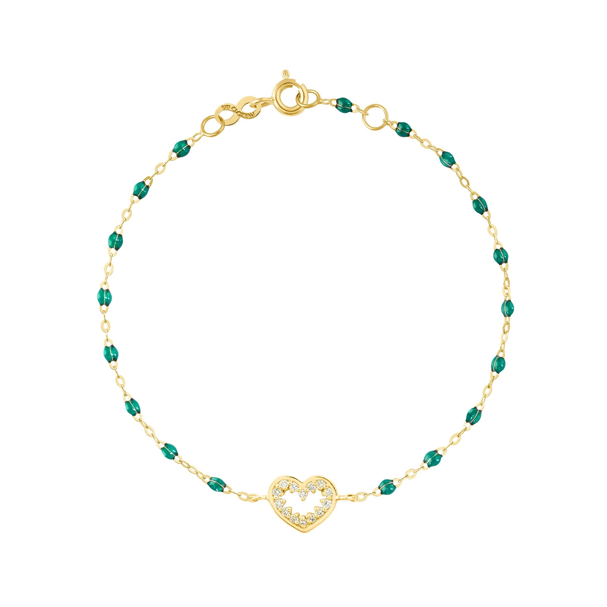 Bracelet émeraude Cœur Suprême, diamants, or jaune, 17 cm pirate Référence :  b3cs001j3517di -1