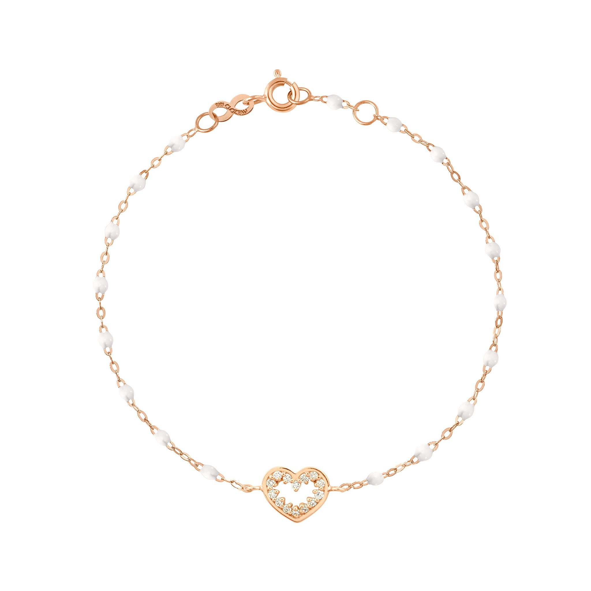 Bracelet blanc Cœur Suprême, diamants, or rose, 17 cm  Référence :  b3cs001r0117di -1