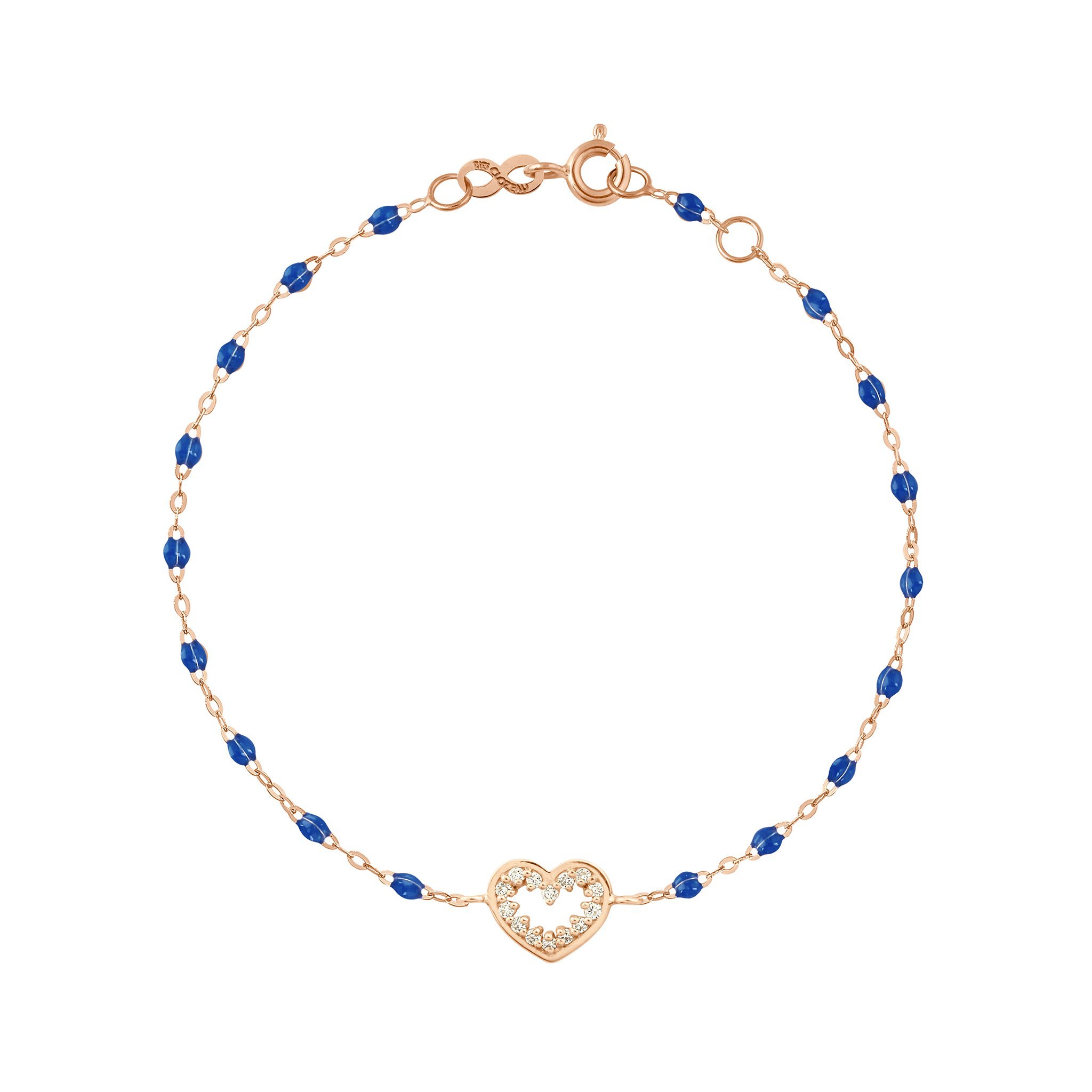 Bracelet prusse Cœur Suprême, diamants, or rose, 17 cm  Référence :  b3cs001r0717di -1