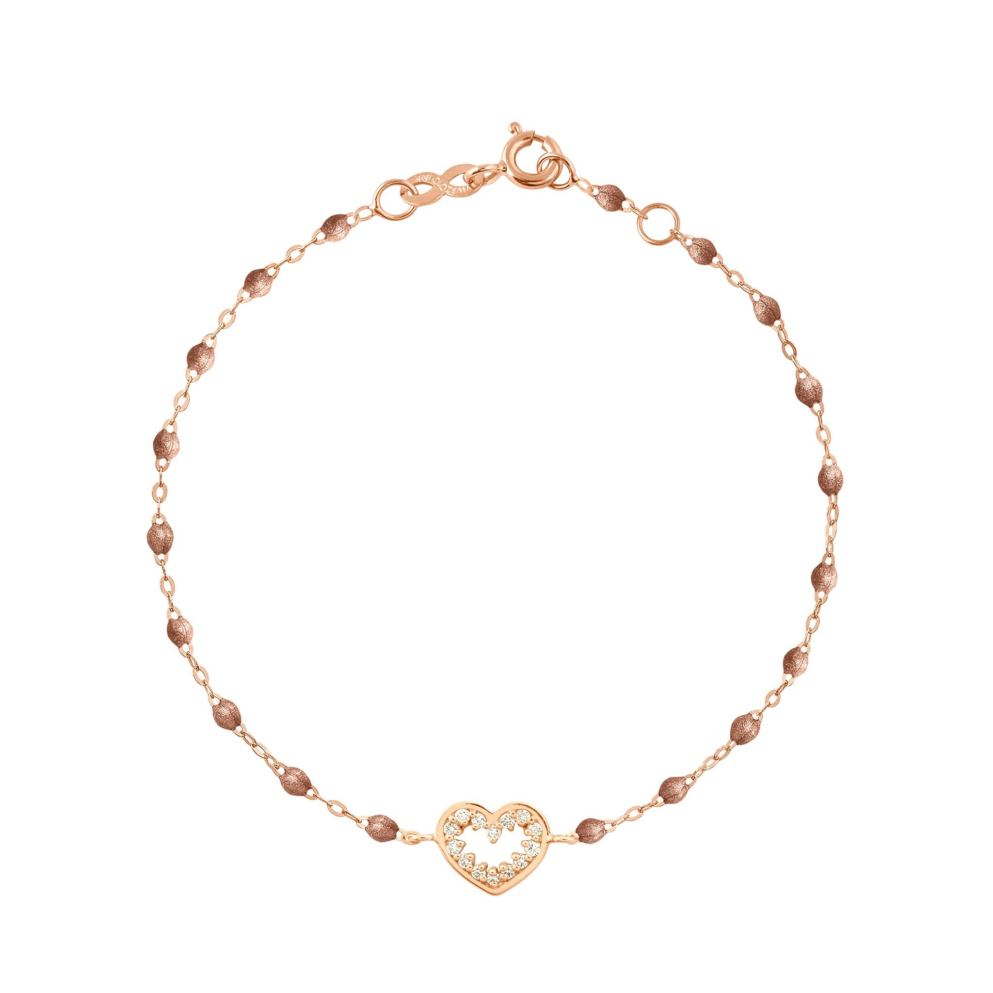 Bracelet cuivre Cœur Suprême, diamants, or rose, 17 cm  Référence :  b3cs001r2617di -1