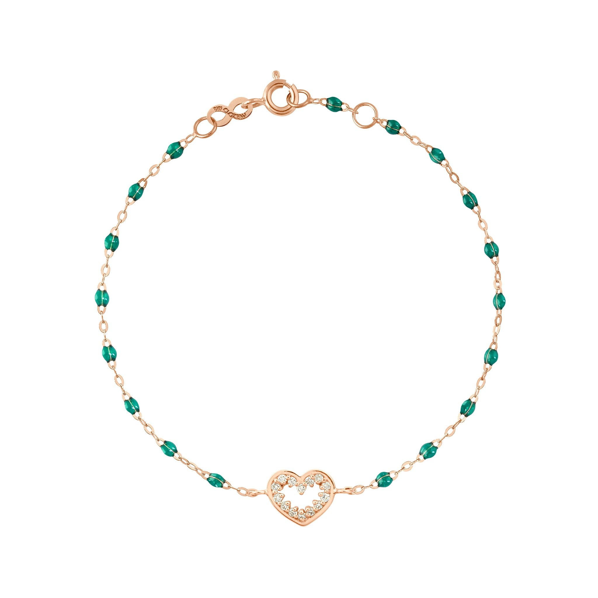 Bracelet émeraude Cœur Suprême, diamants, or rose, 17 cm pirate Référence :  b3cs001r3517di -1