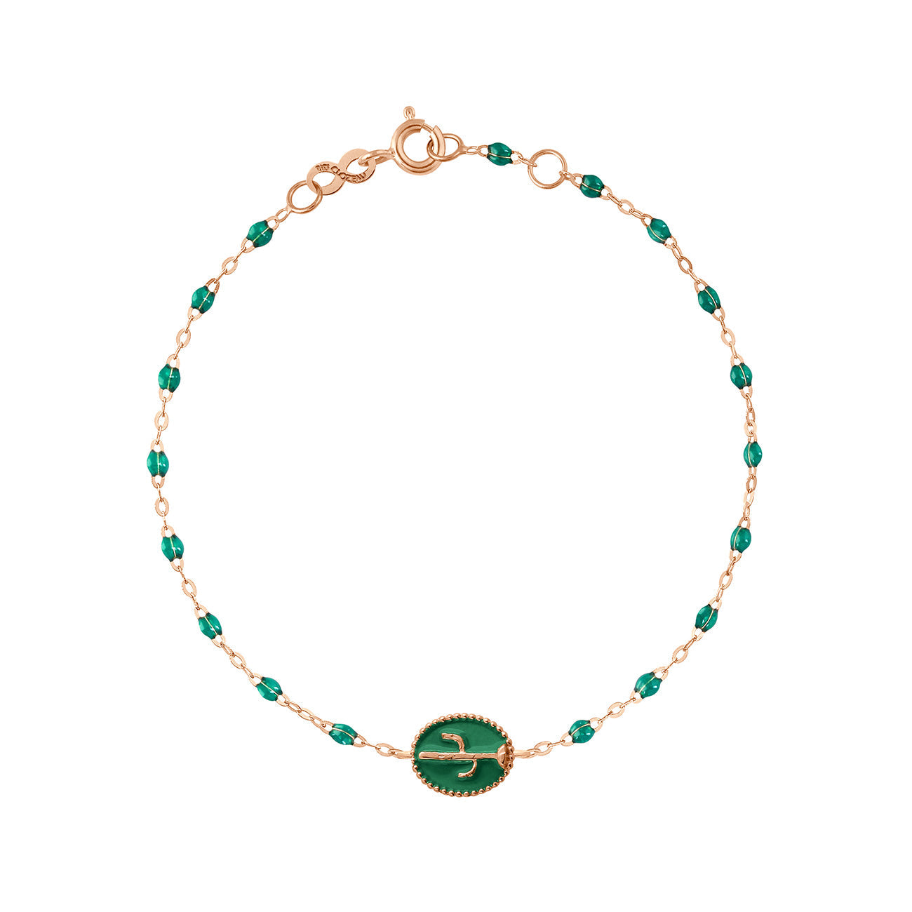 Bracelet Cactus résine émeraude, or rose voyage Référence :  b3ct001r3517xx -1