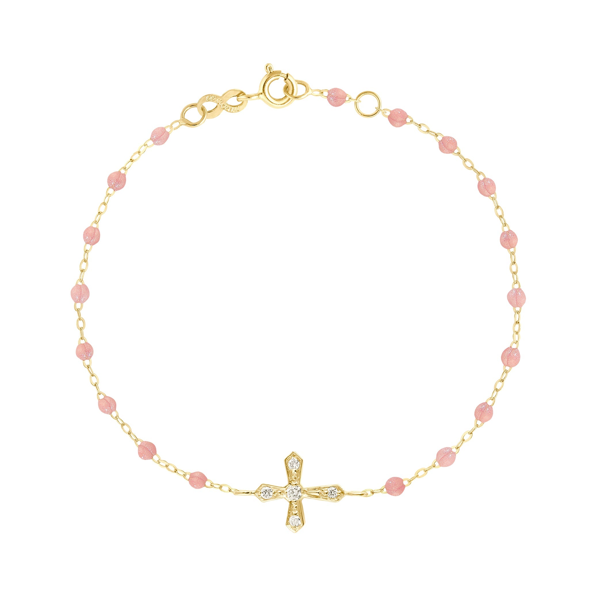 Bracelet blush Croix Vintage diamants, or jaune, 17 cm madone Référence :  b3cv002j6317di -1