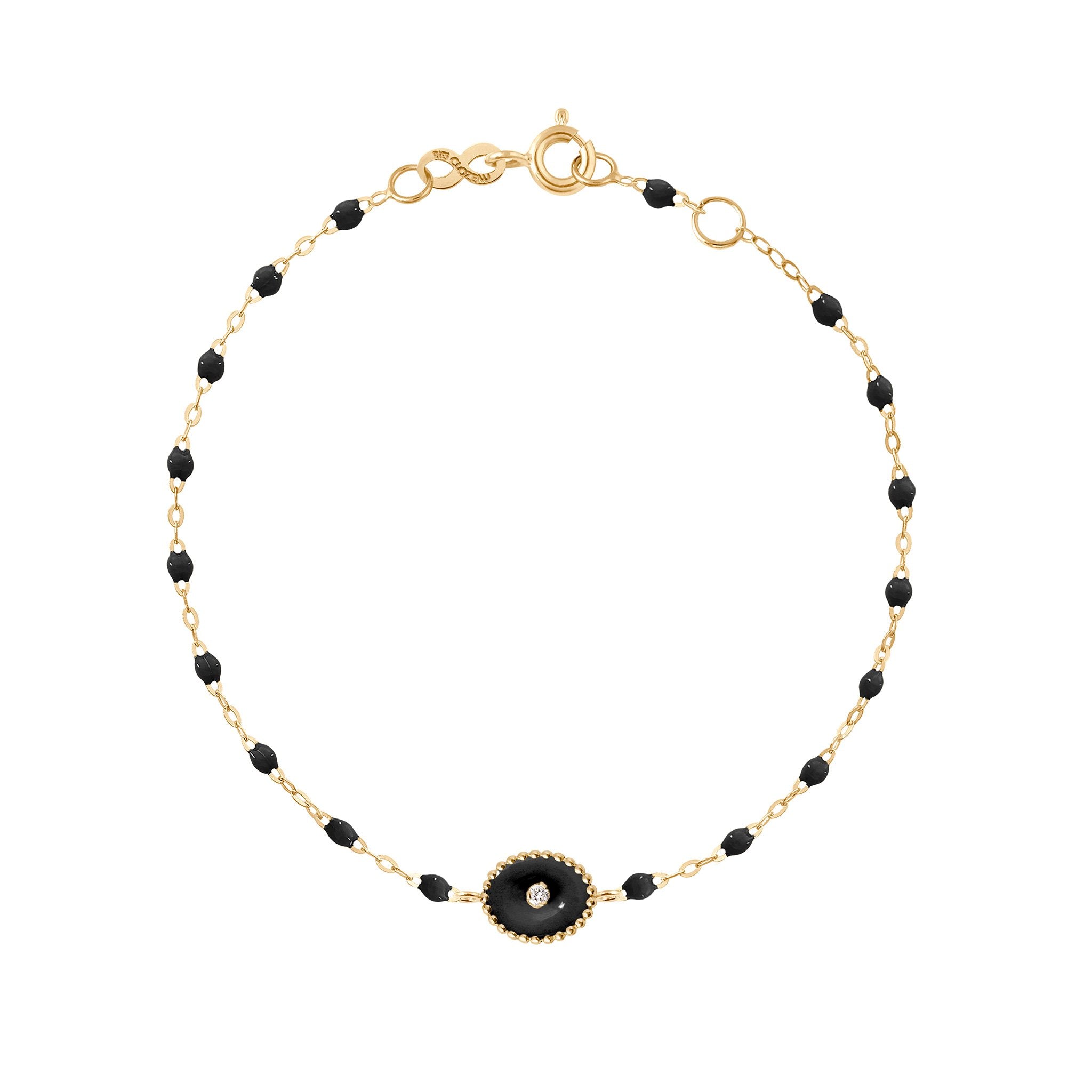 Bracelet noir Etoile du Nord diamant, or jaune, 17 cm pirate Référence :  b3en002j2017di -1