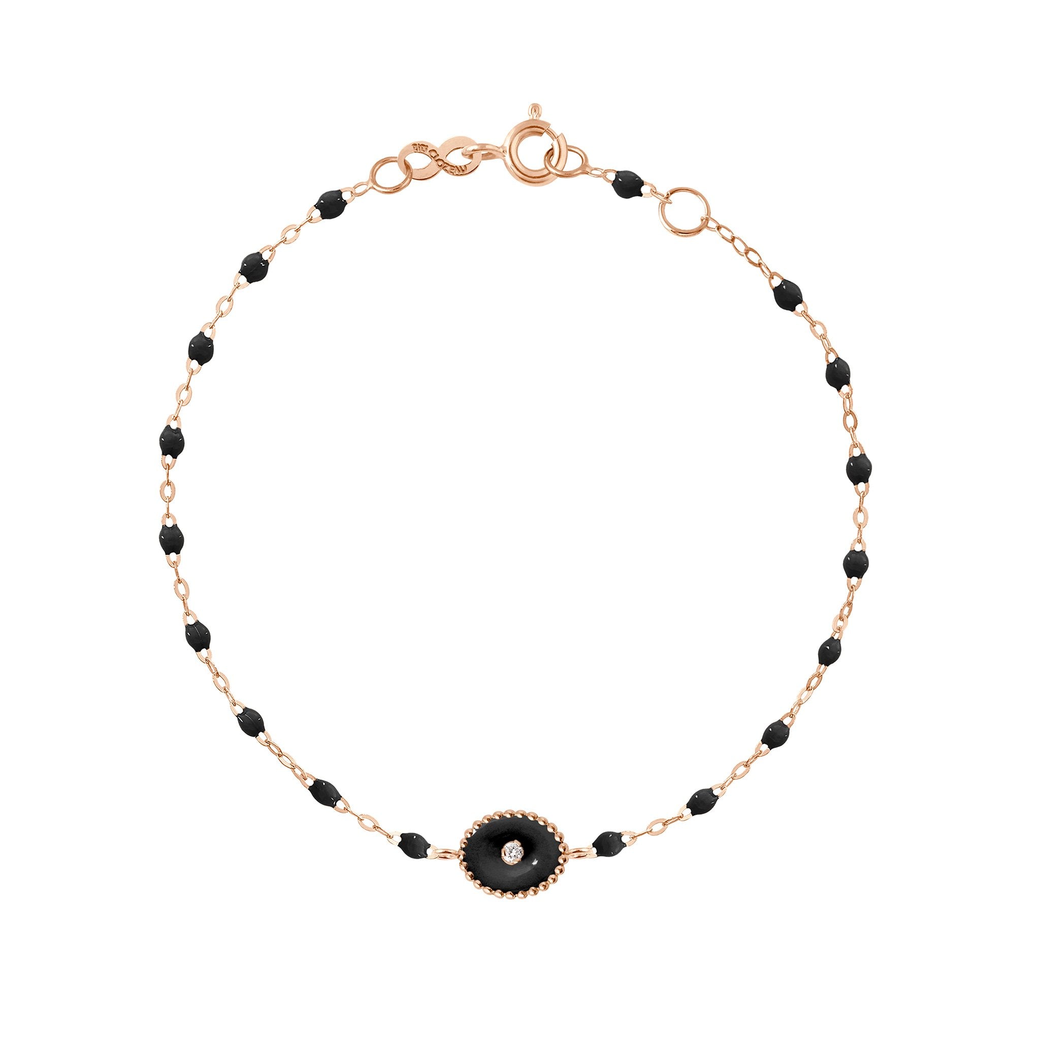 Bracelet noir Etoile du Nord diamant, or rose, 17 cm pirate Référence :  b3en002r2017di -1