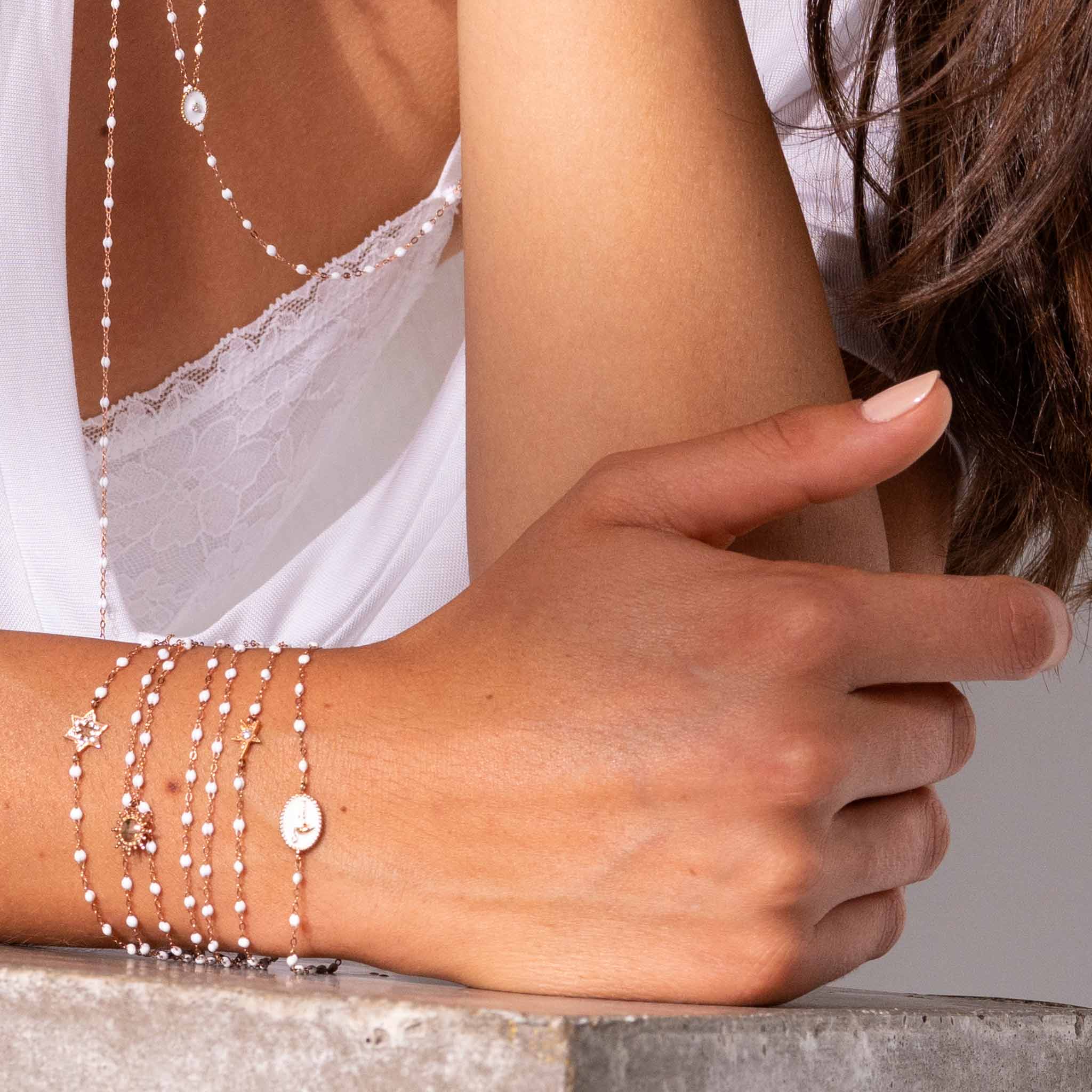 Bracelet blanc Etoile diamant, or rose, 17 cm pirate Référence :  b3et006r0117di -3